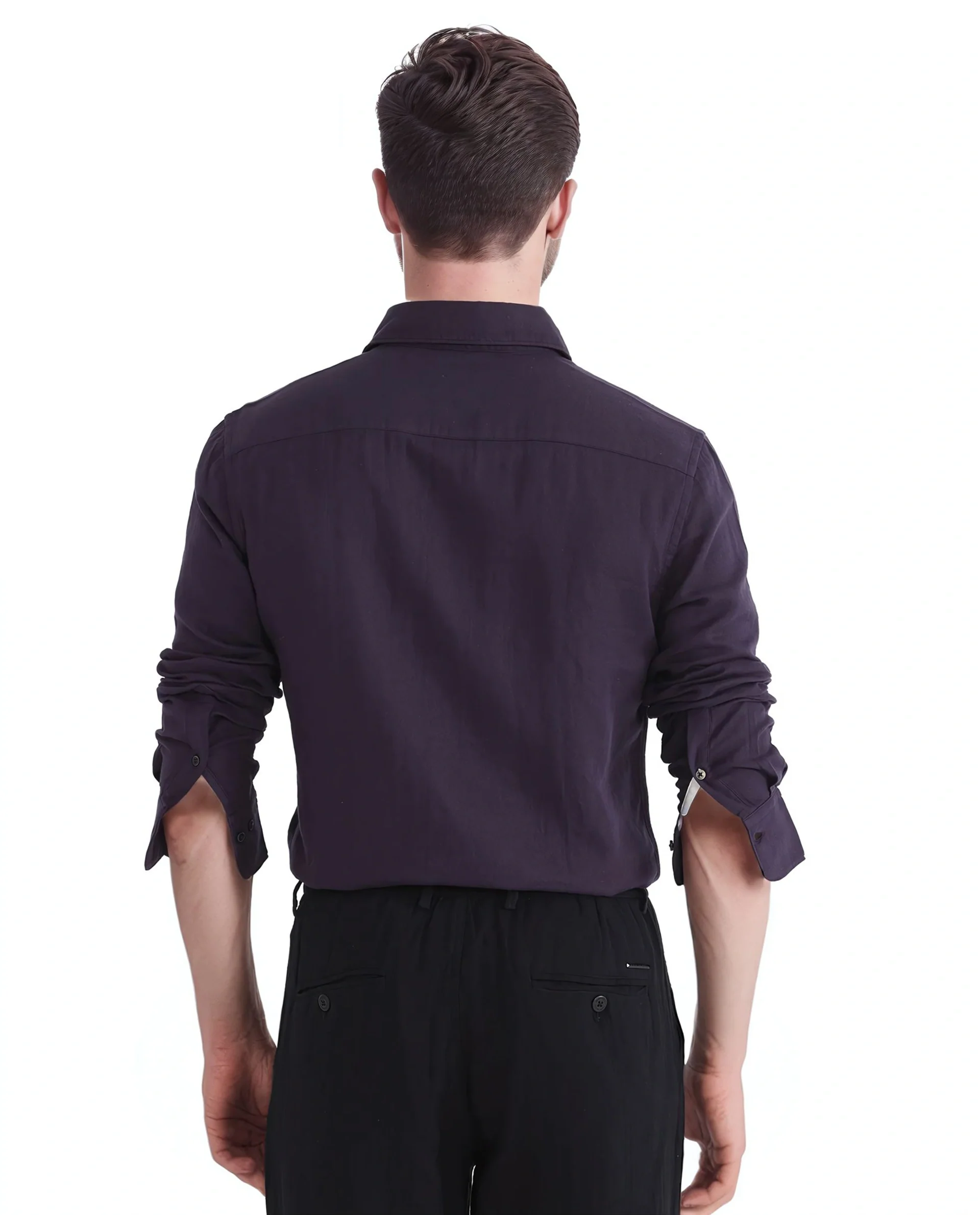 Rare Rabbit Men's Layerr Ls-25 Purple Cotton Plain Regular Fit Full Sleeve Collared Shirt - Image 5