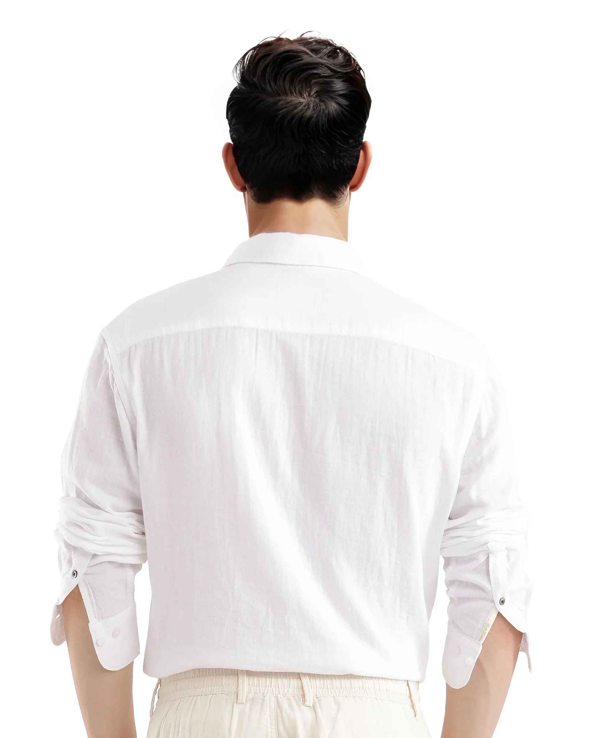 Rare Rabbit Men's Layerr Ls-25 White Plain Regular Fit Full Sleeve Collared Shirt - Image 4