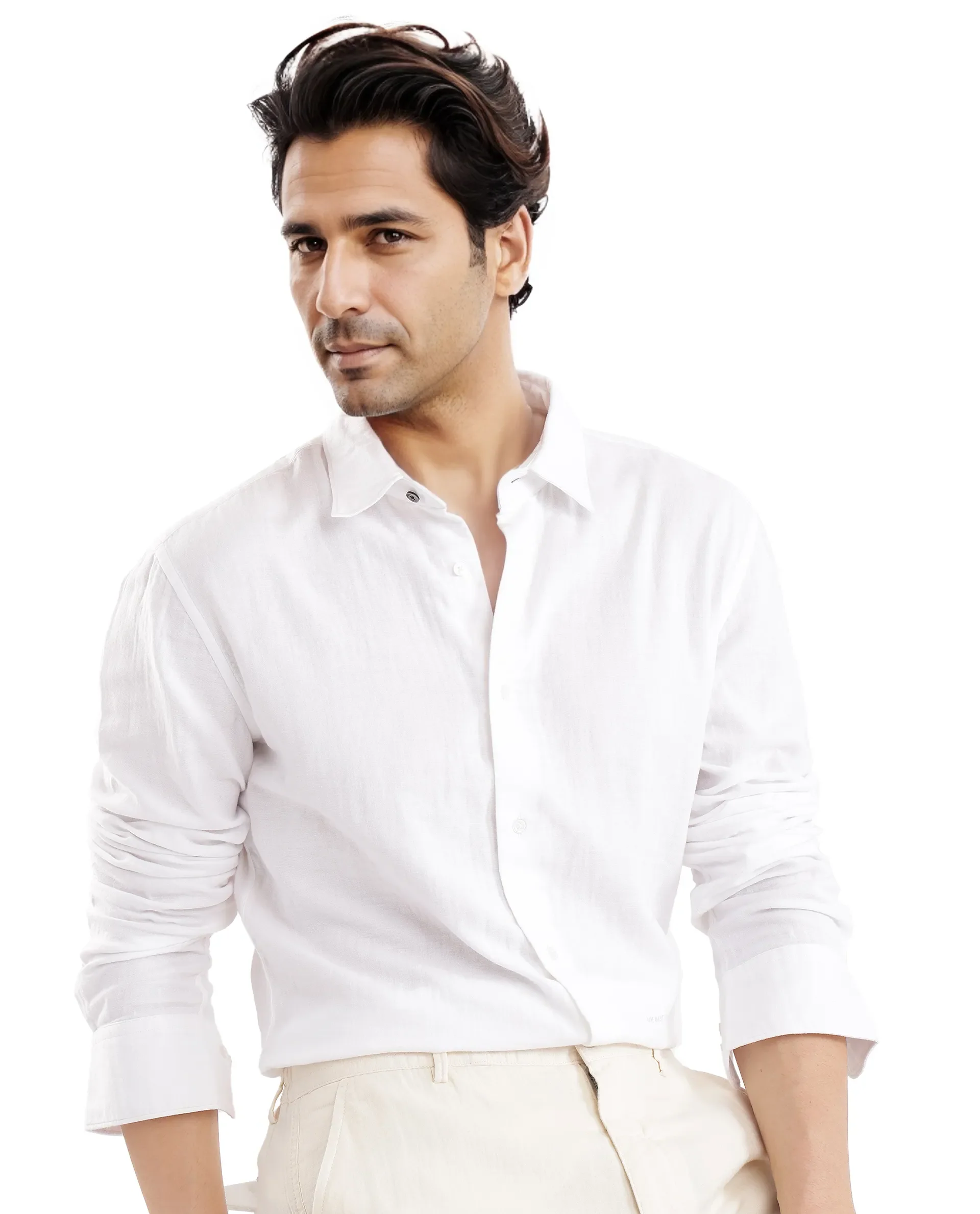 Rare Rabbit Men's Layerr Ls-25 White Plain Regular Fit Full Sleeve Collared Shirt - Image 8