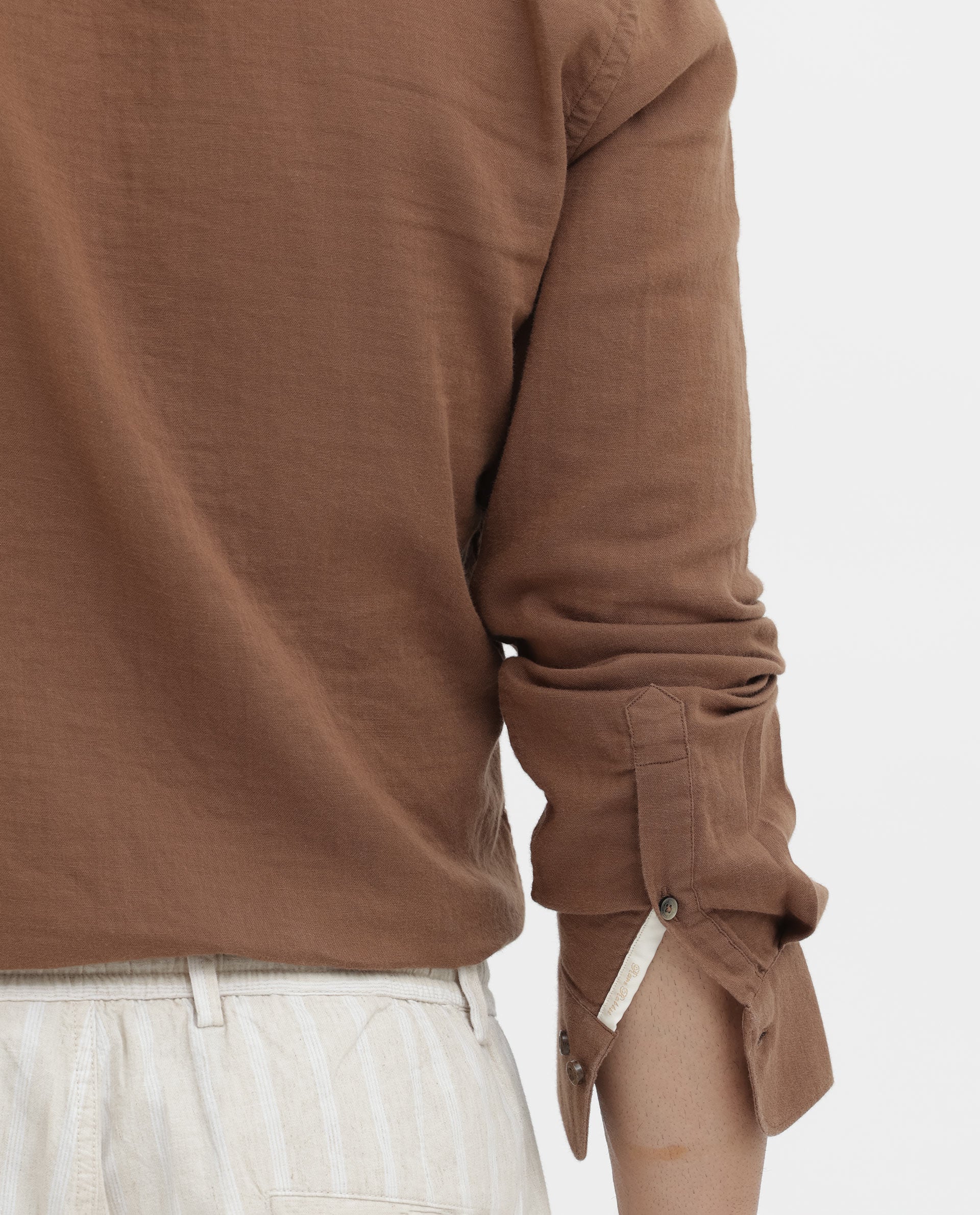 Rare Rabbit Men's Layerr Brown Cotton Plain Regular Fit Full Sleeve Collared Shirt - Image 5