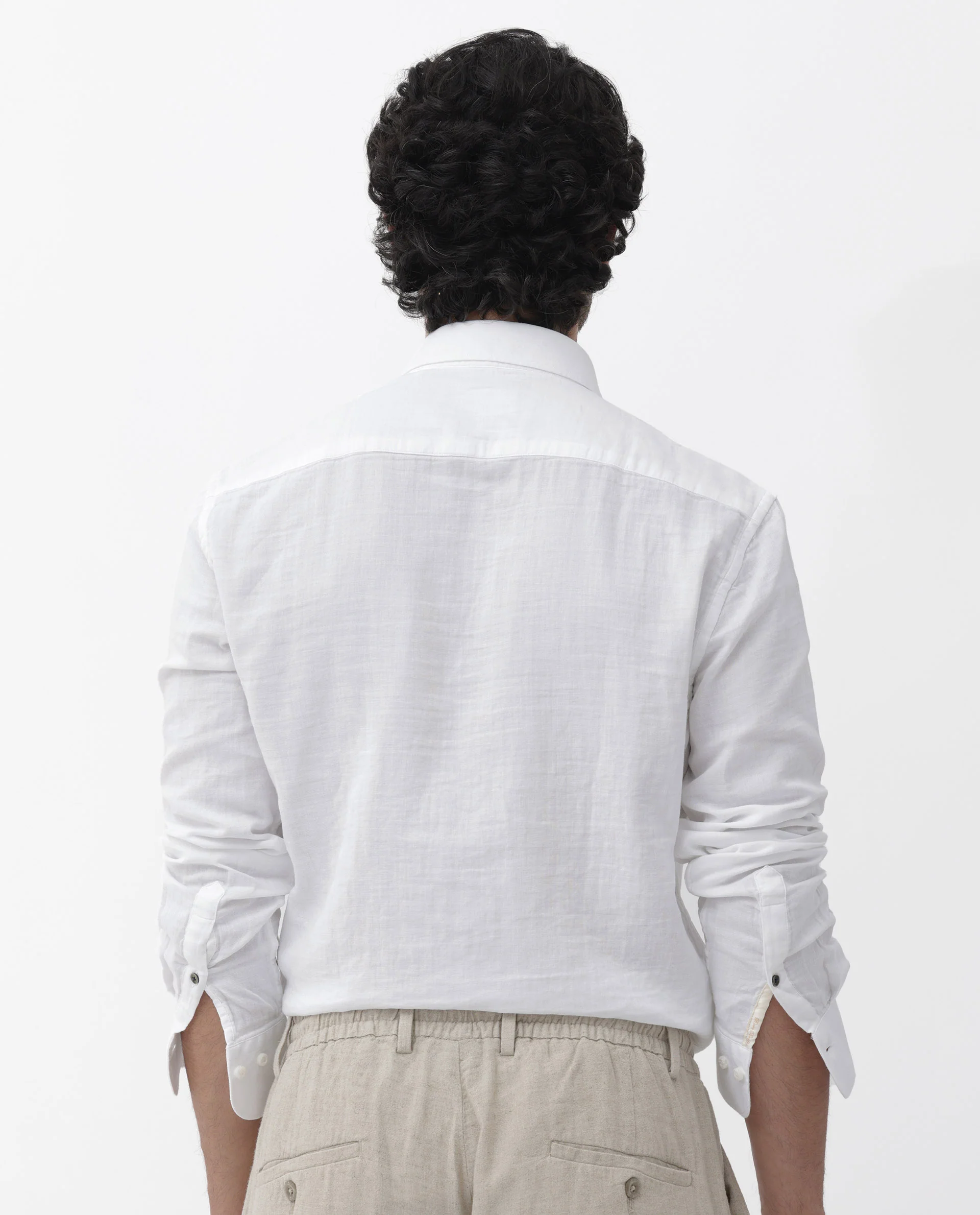 Rare Rabbit Men's Layerr Dusky White Cotton Plain Regular Fit Full Sleeve Collared Shirt - Image 8