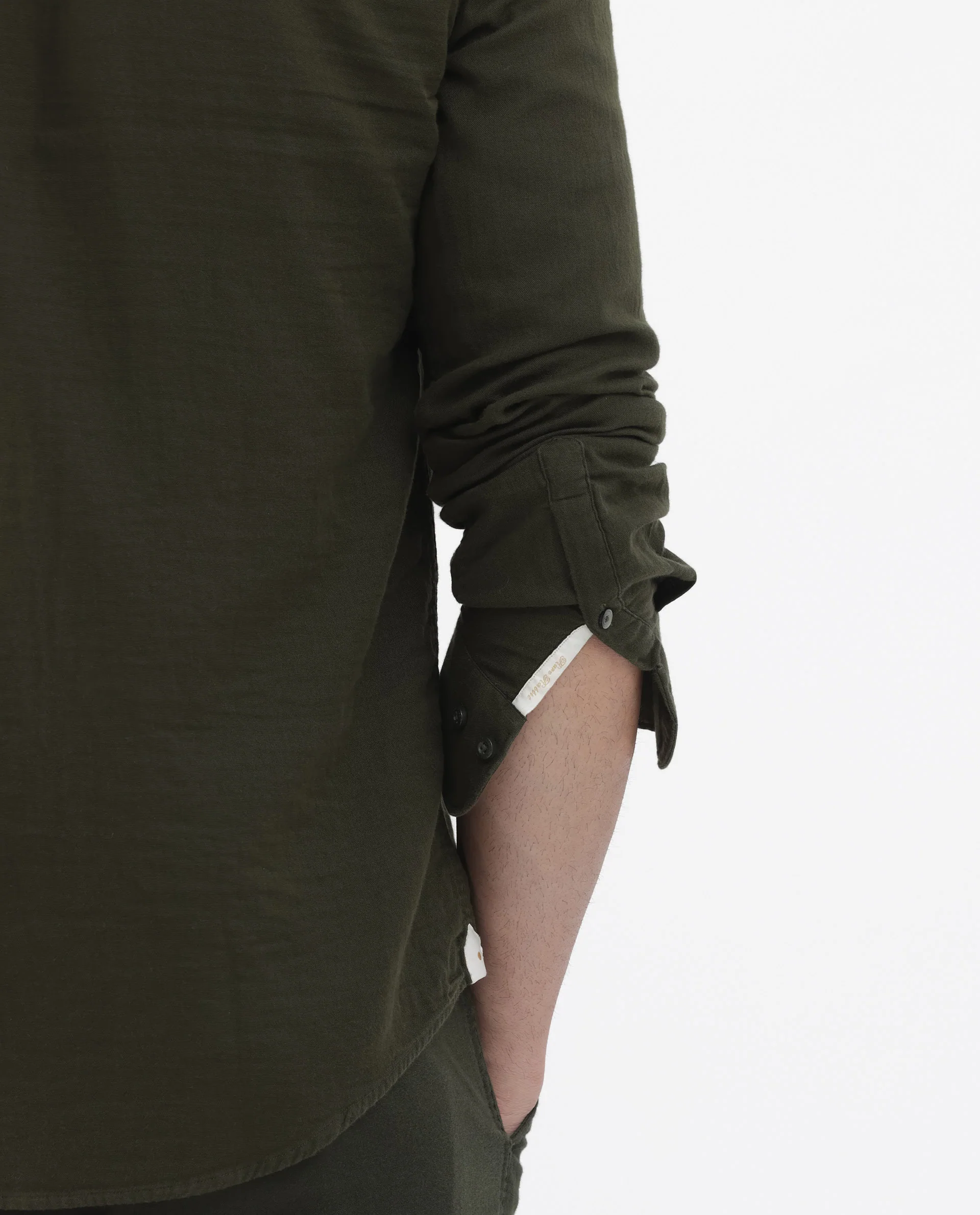 Rare Rabbit Men's Layerr Olive Cotton Plain Regular Fit Full Sleeve Collared Shirt - Image 4