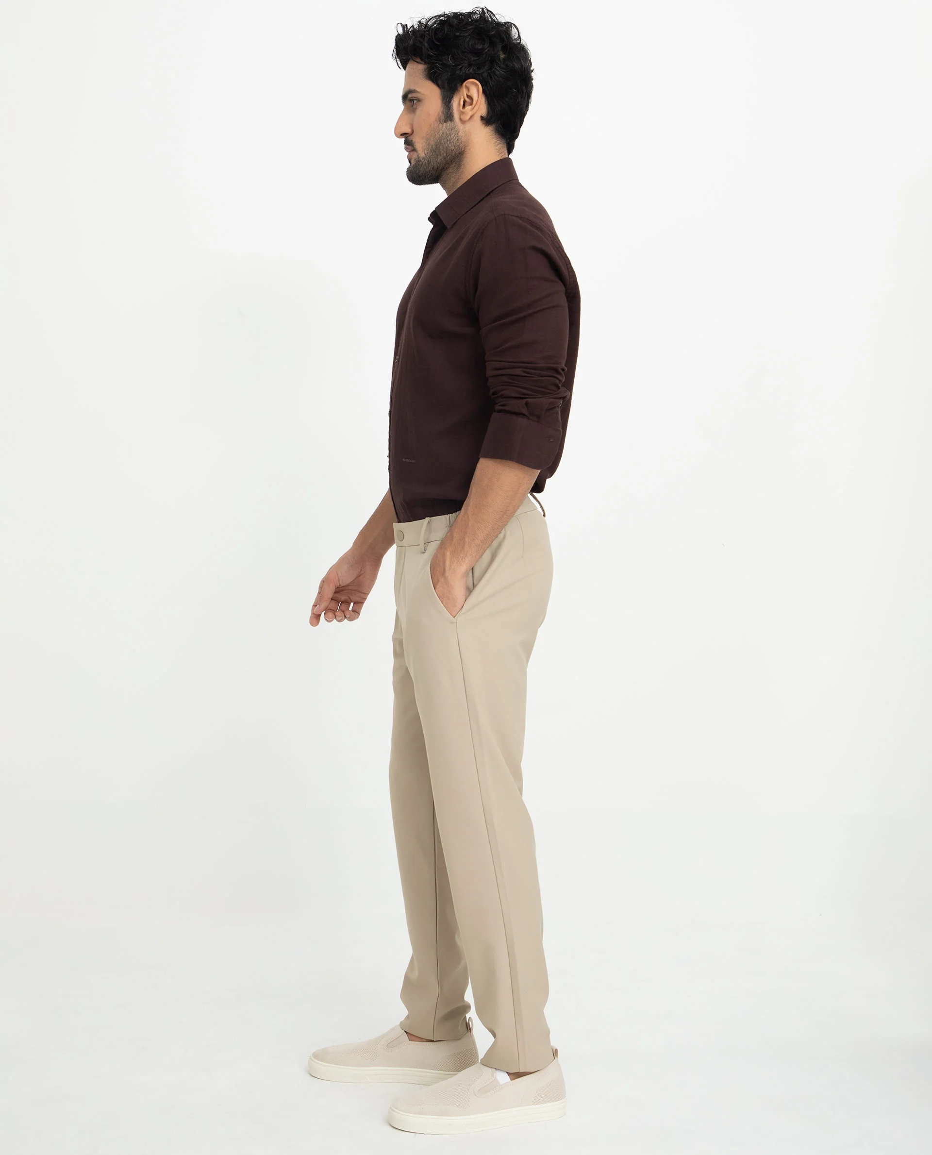 Rare Rabbit Men's Layerrs Dark Brown Cotton Plain Regular Fit Full Sleeve Collared Shirt - Image 10