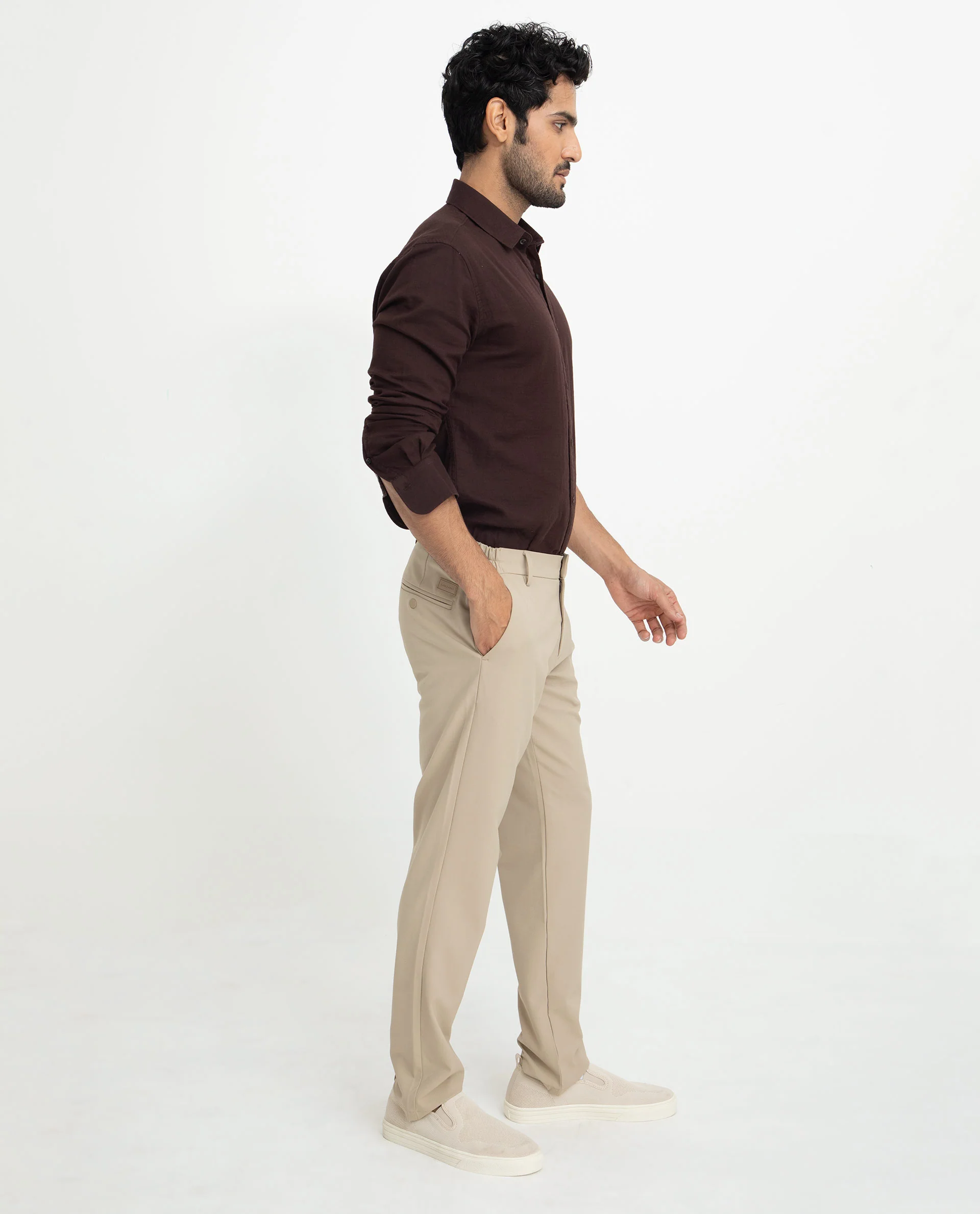 Rare Rabbit Men's Layerrs Dark Brown Cotton Plain Regular Fit Full Sleeve Collared Shirt - Image 11
