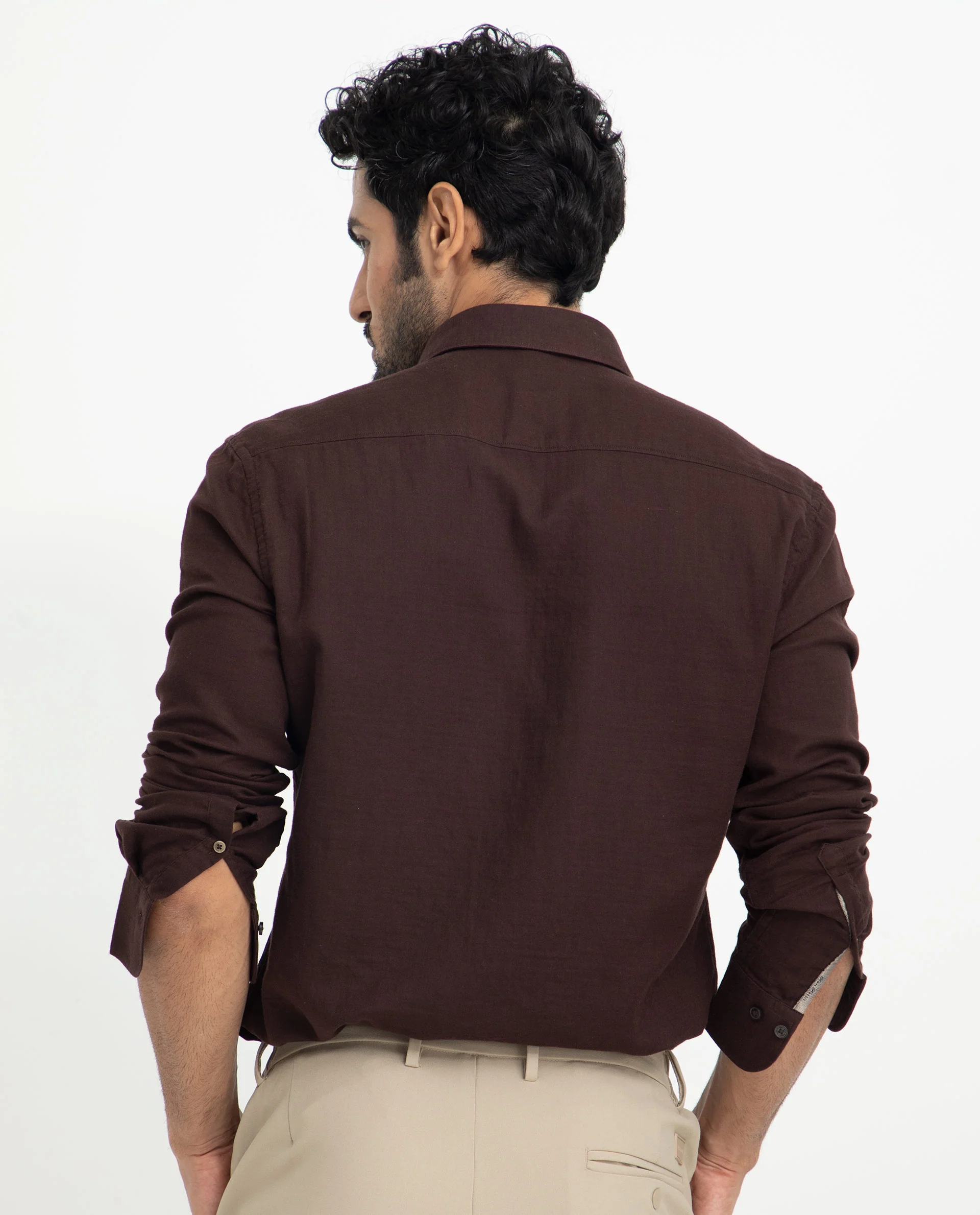 Rare Rabbit Men's Layerrs Dark Brown Cotton Plain Regular Fit Full Sleeve Collared Shirt - Image 12