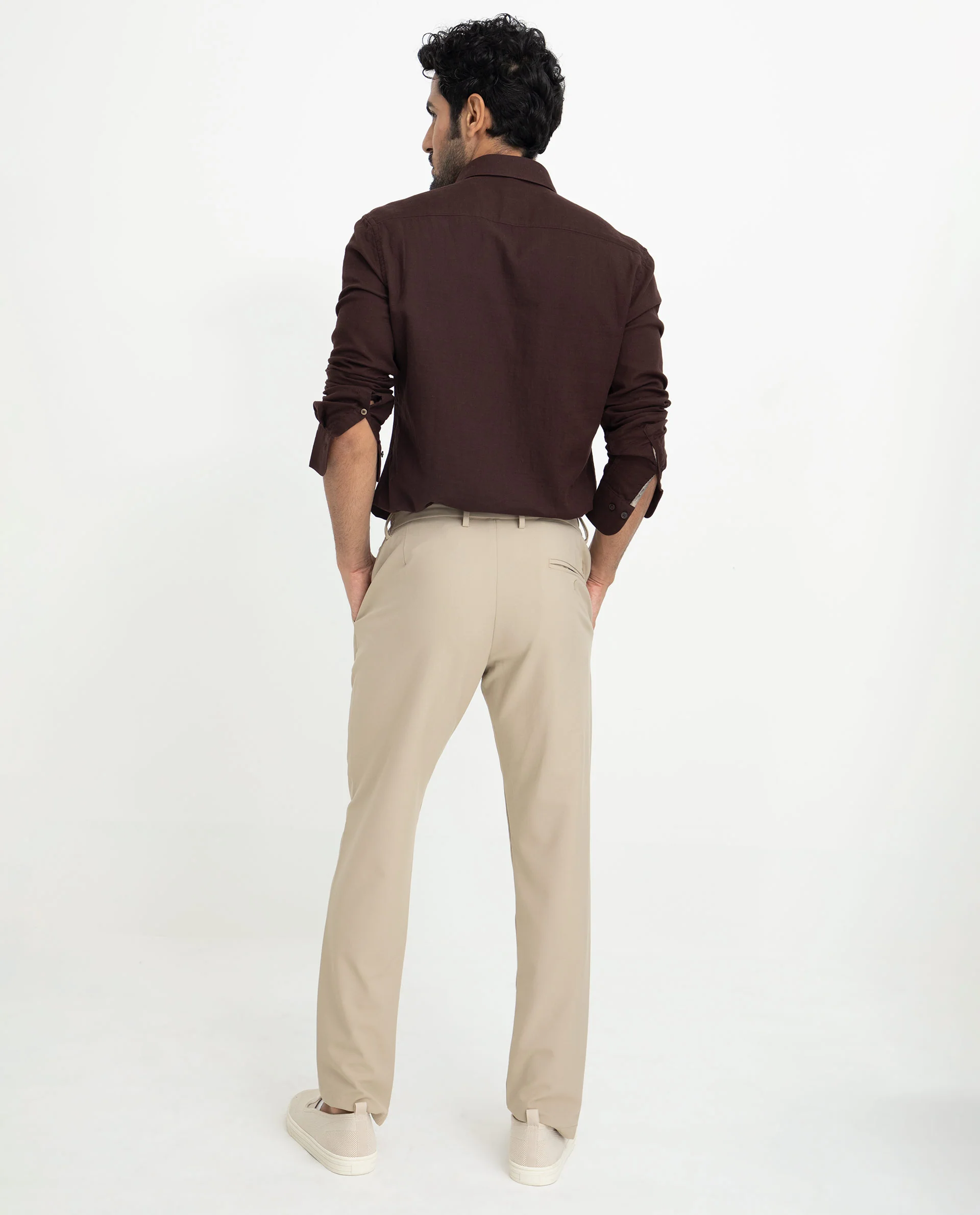 Rare Rabbit Men's Layerrs Dark Brown Cotton Plain Regular Fit Full Sleeve Collared Shirt - Image 13
