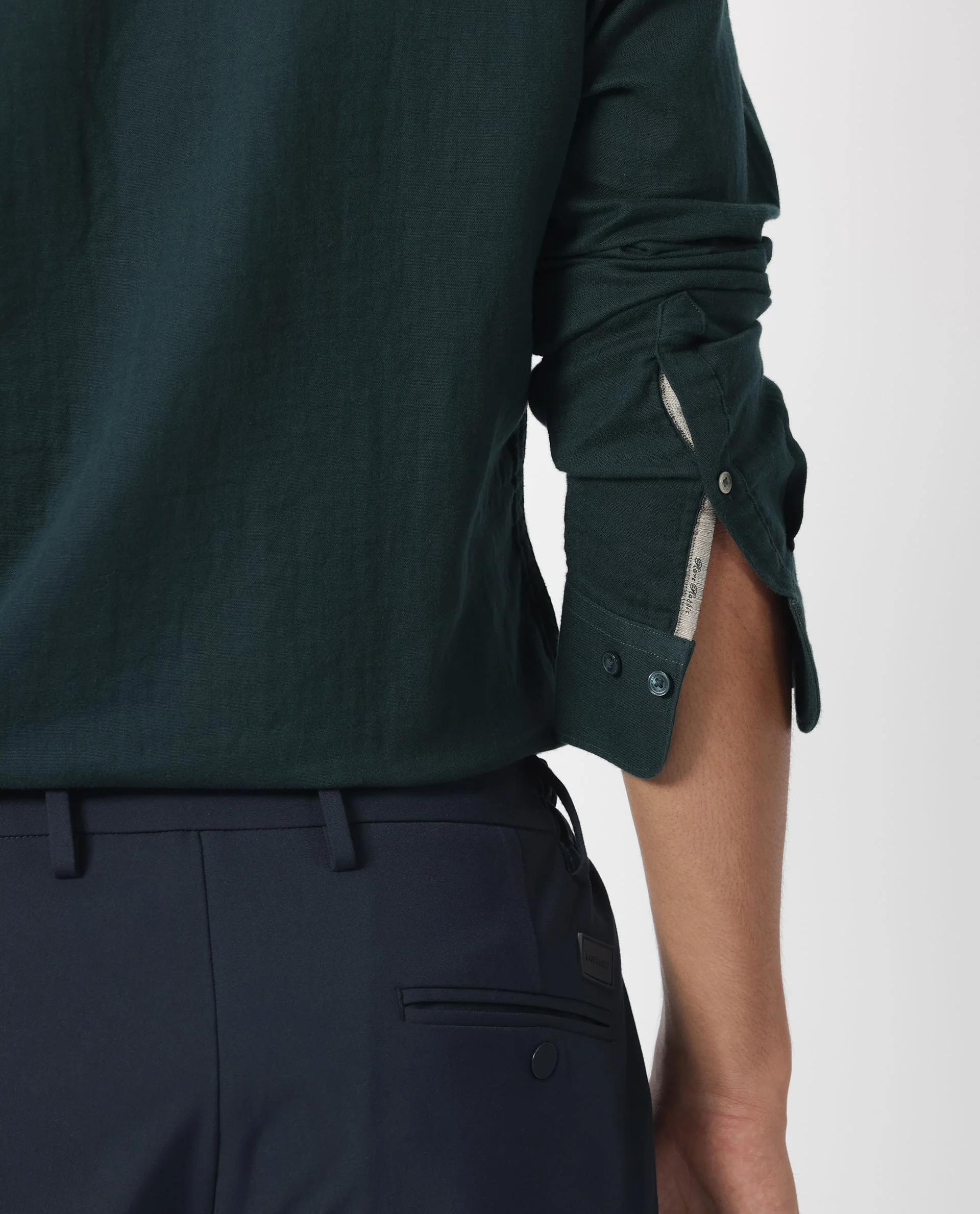 Rare Rabbit Men's Layerrs Dark Green Cotton Plain Regular Fit Full Sleeve Collared Shirt - Image 5