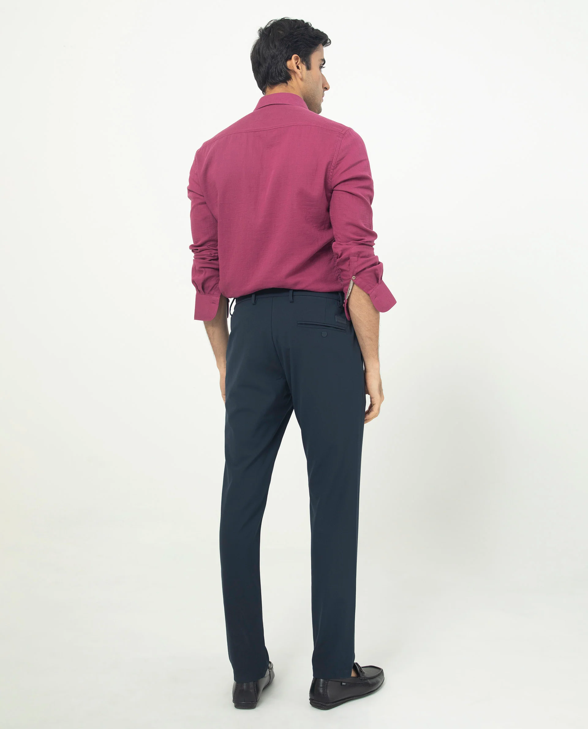 Rare Rabbit Men's Layerrs Dark Pink Cotton Plain Regular Fit Full Sleeve Collared Shirt - Image 10