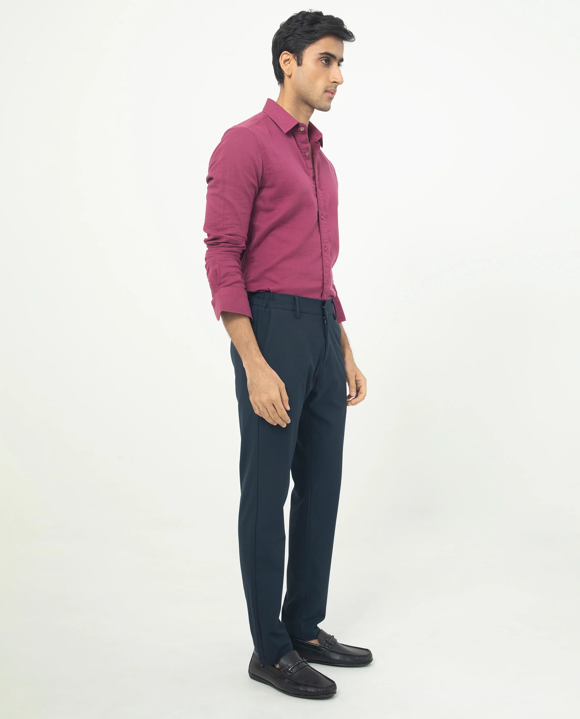 Rare Rabbit Men's Layerrs Dark Pink Cotton Plain Regular Fit Full Sleeve Collared Shirt - Image 9