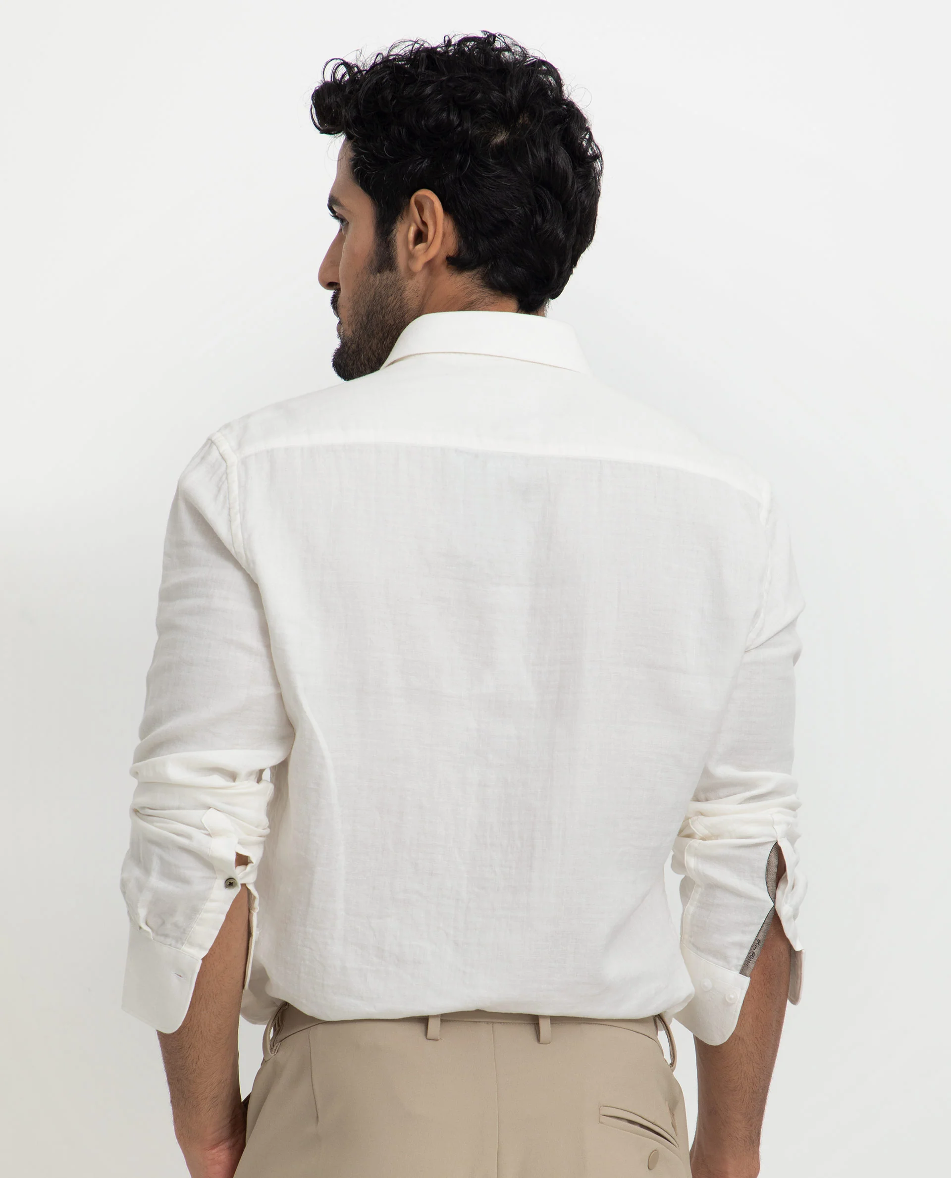 Rare Rabbit Men's Layerrs White Cotton Plain Regular Fit Full Sleeve Collared Shirt - Image 10