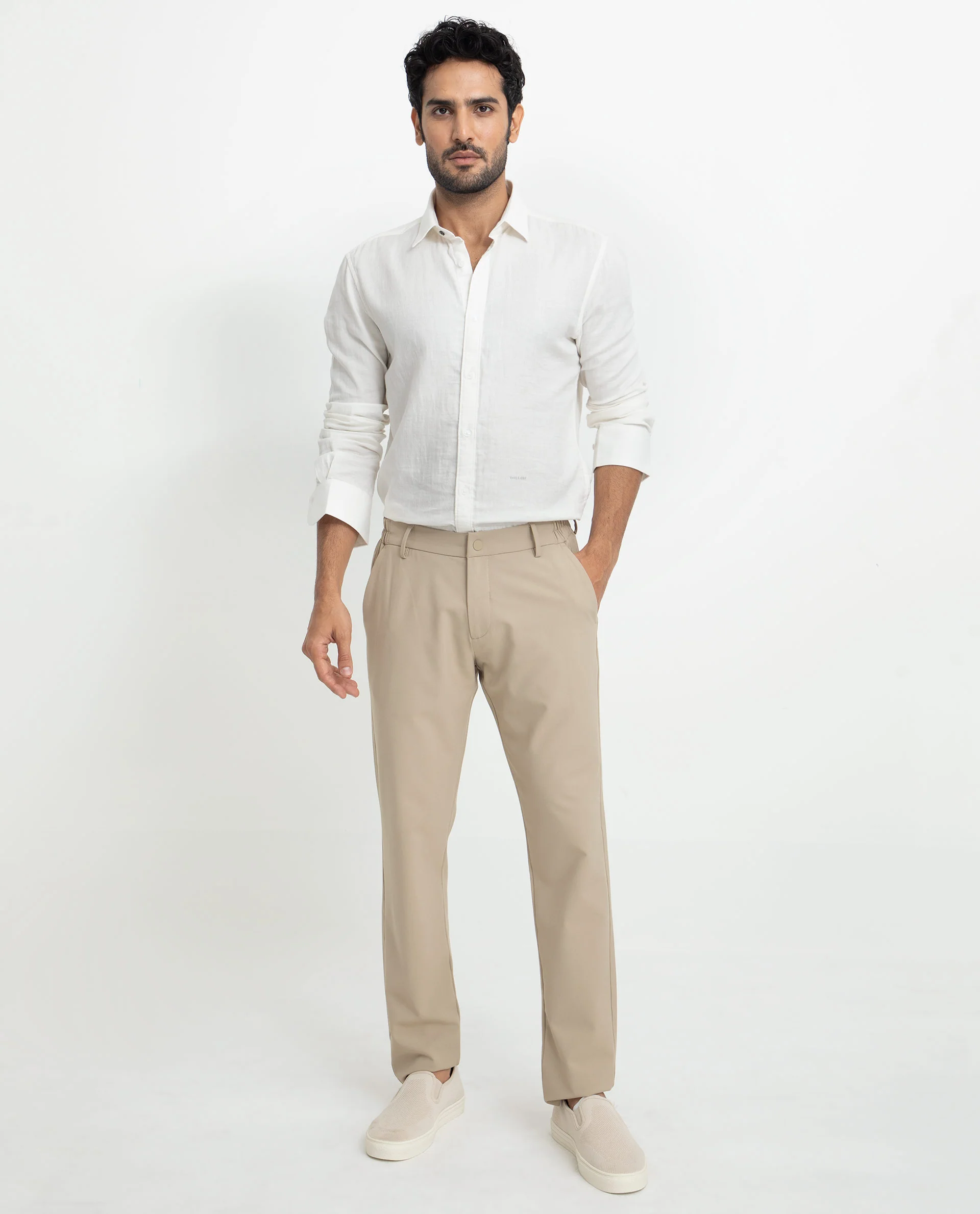 Rare Rabbit Men's Layerrs White Cotton Plain Regular Fit Full Sleeve Collared Shirt - Image 2