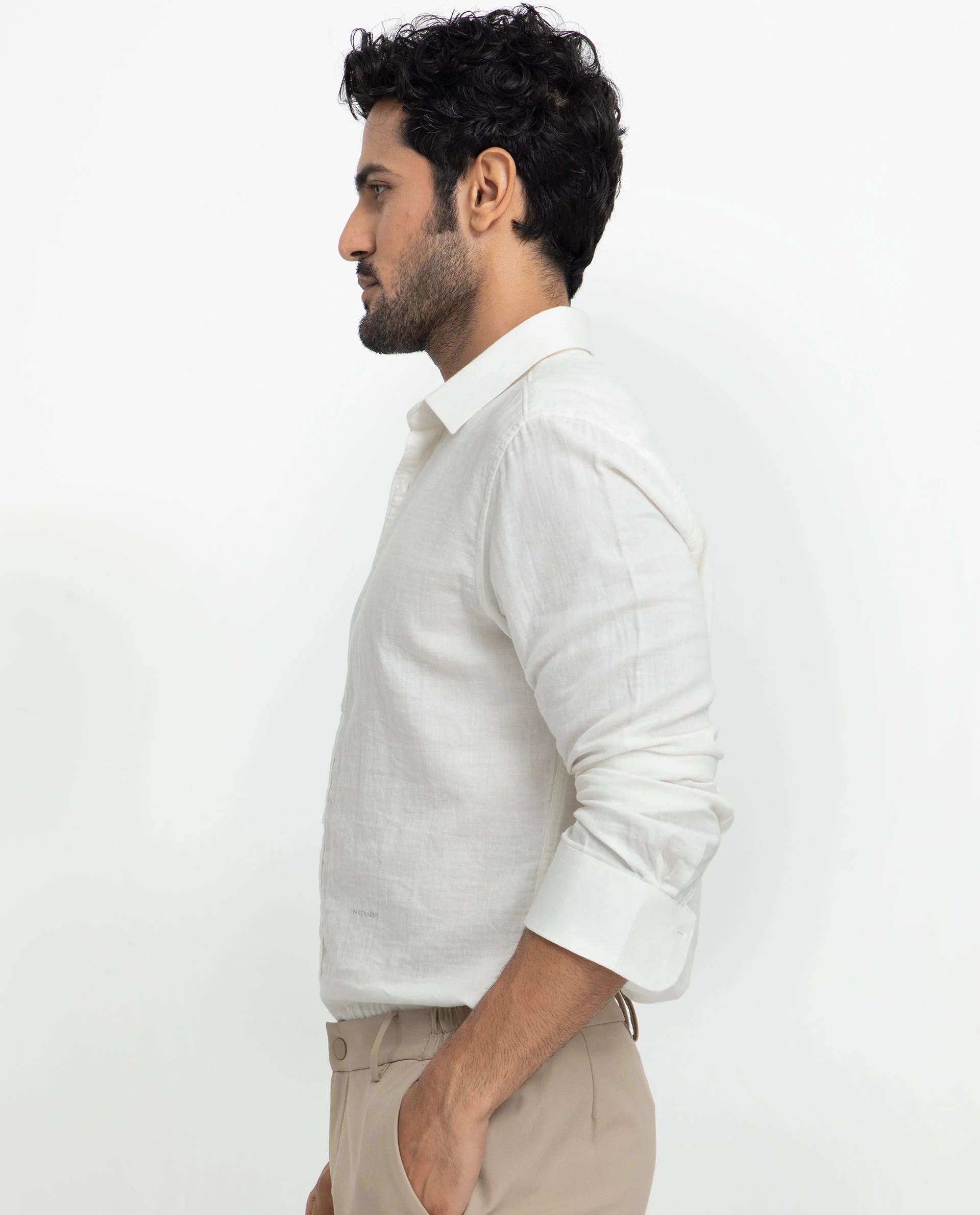 Rare Rabbit Men's Layerrs White Cotton Plain Regular Fit Full Sleeve Collared Shirt - Image 3