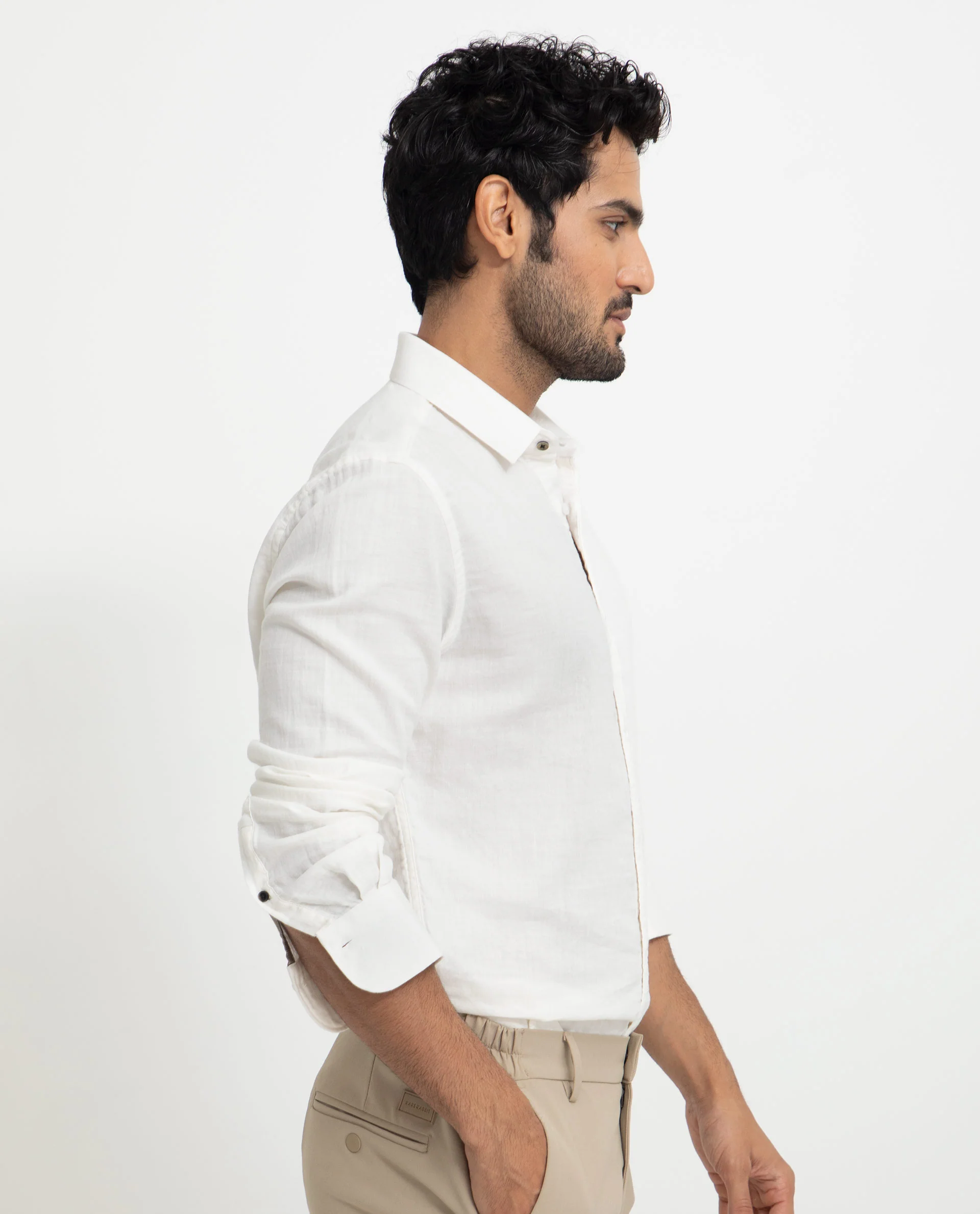 Rare Rabbit Men's Layerrs White Cotton Plain Regular Fit Full Sleeve Collared Shirt - Image 7