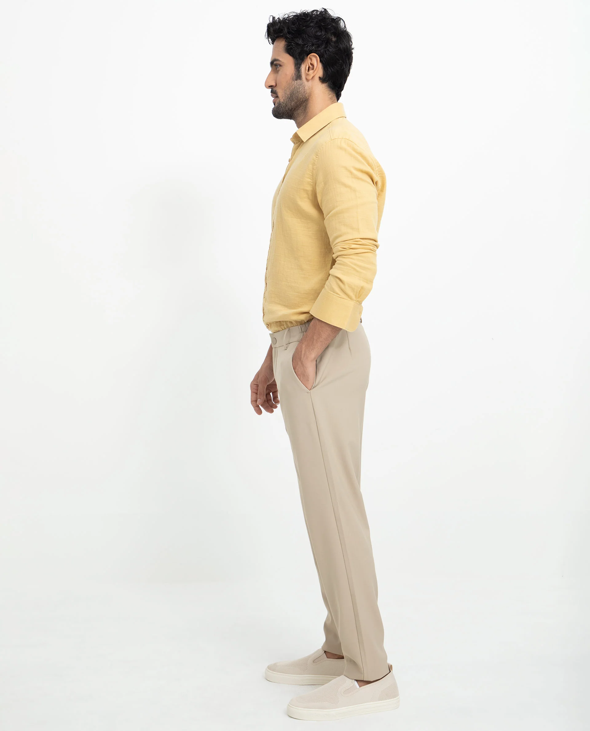 Rare Rabbit Men's Layerrs Yellow Cotton Plain Regular Fit Full Sleeve Collared Shirt - Image 10