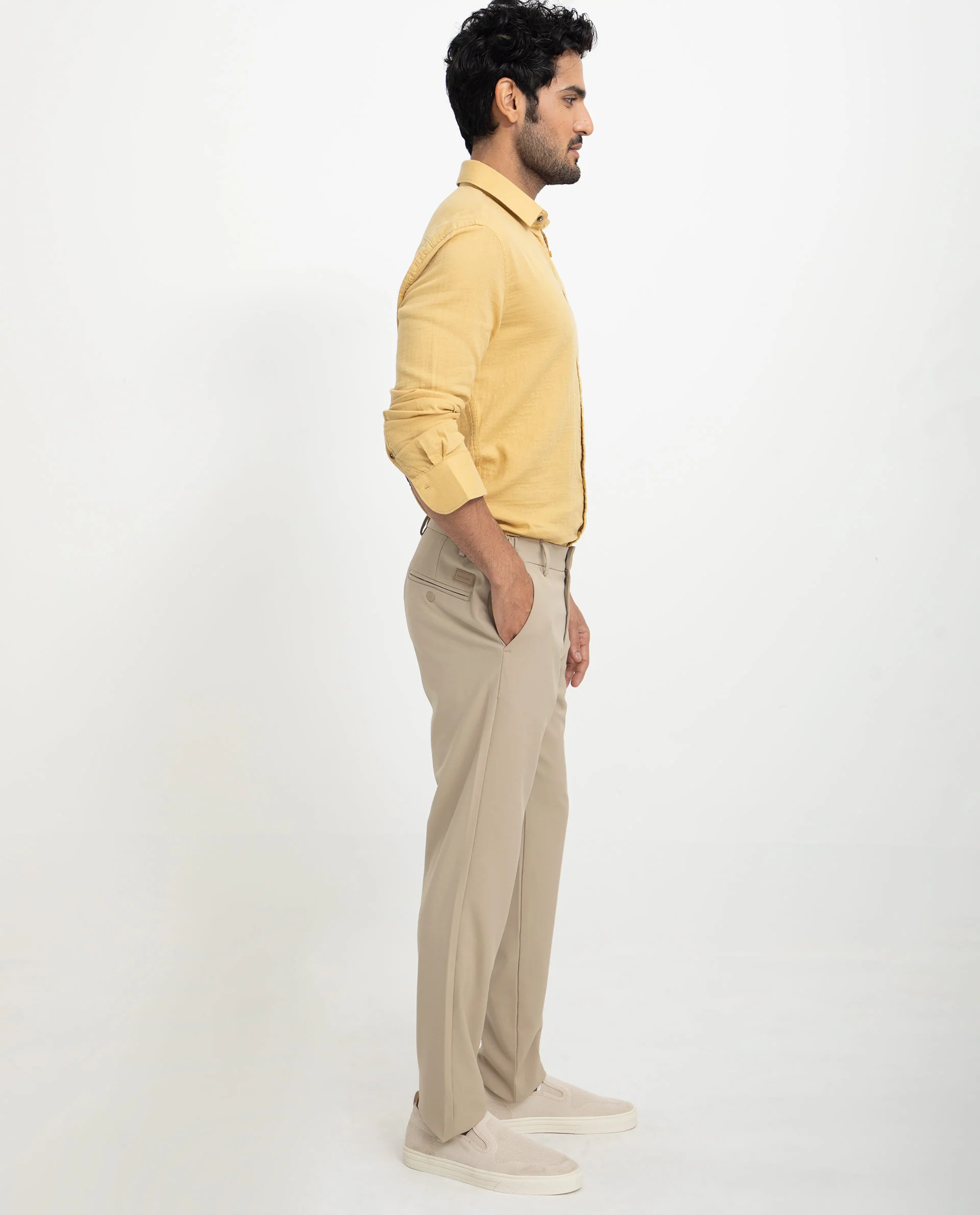 Rare Rabbit Men's Layerrs Yellow Cotton Plain Regular Fit Full Sleeve Collared Shirt - Image 11