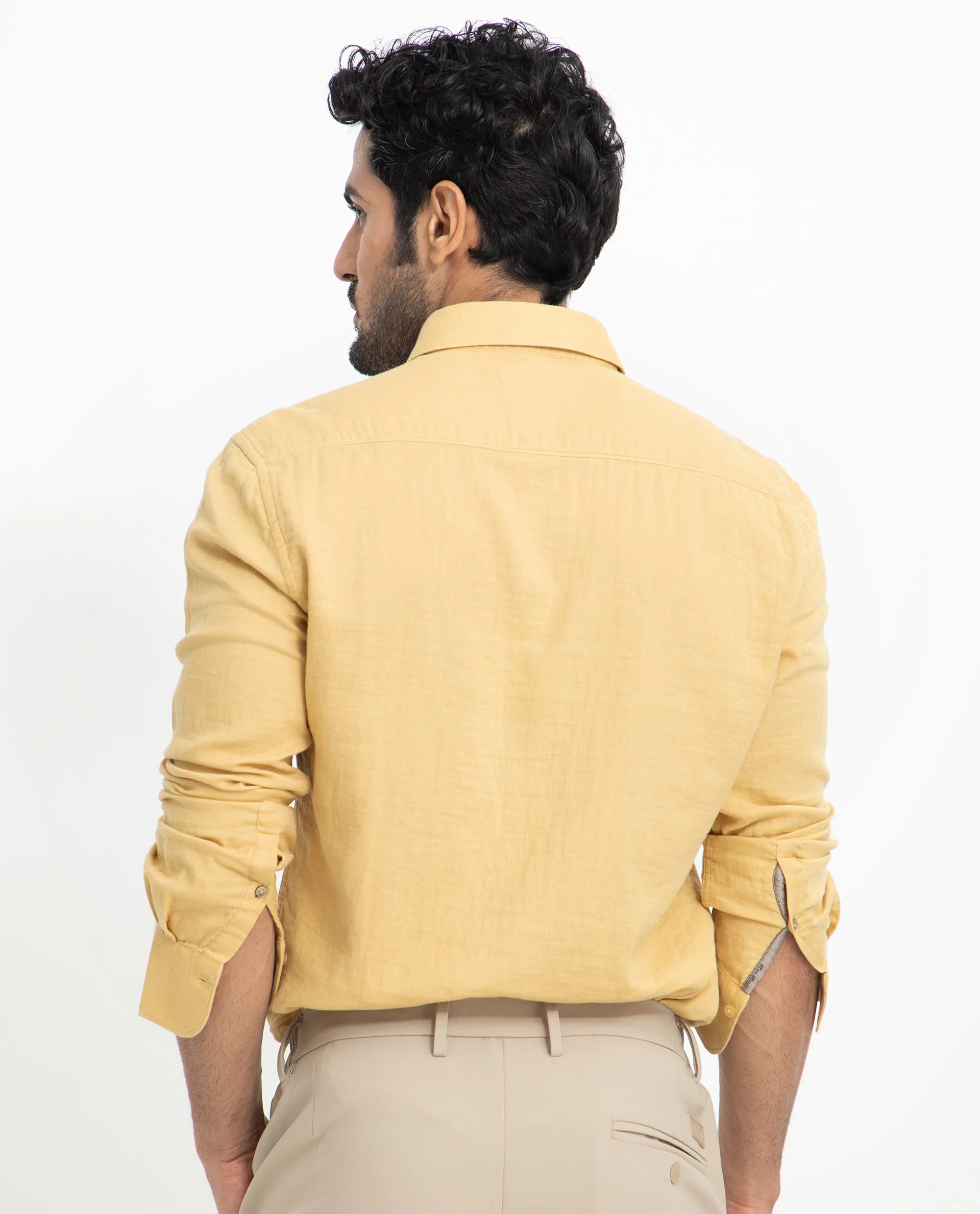 Rare Rabbit Men's Layerrs Yellow Cotton Plain Regular Fit Full Sleeve Collared Shirt - Image 12