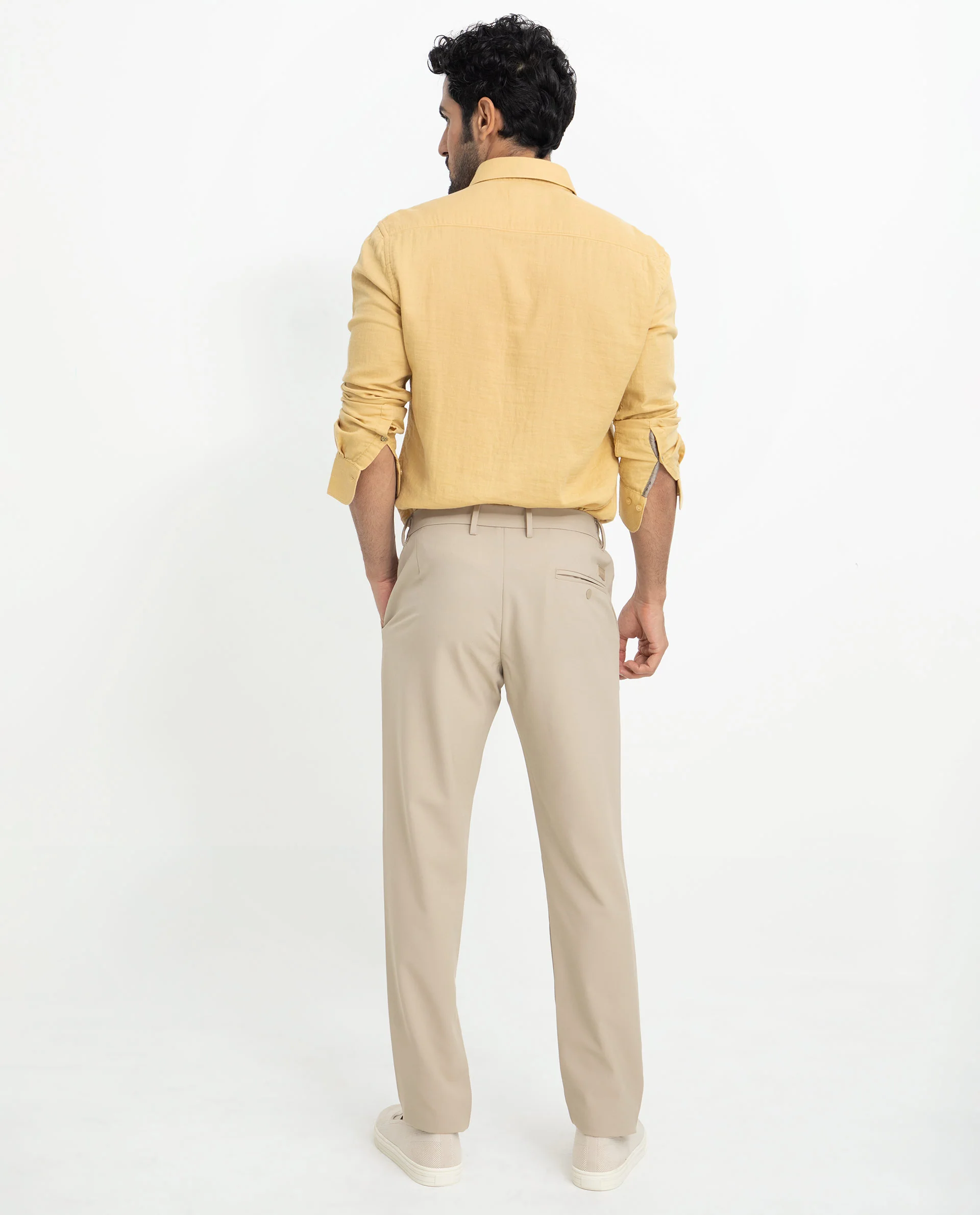 Rare Rabbit Men's Layerrs Yellow Cotton Plain Regular Fit Full Sleeve Collared Shirt - Image 13