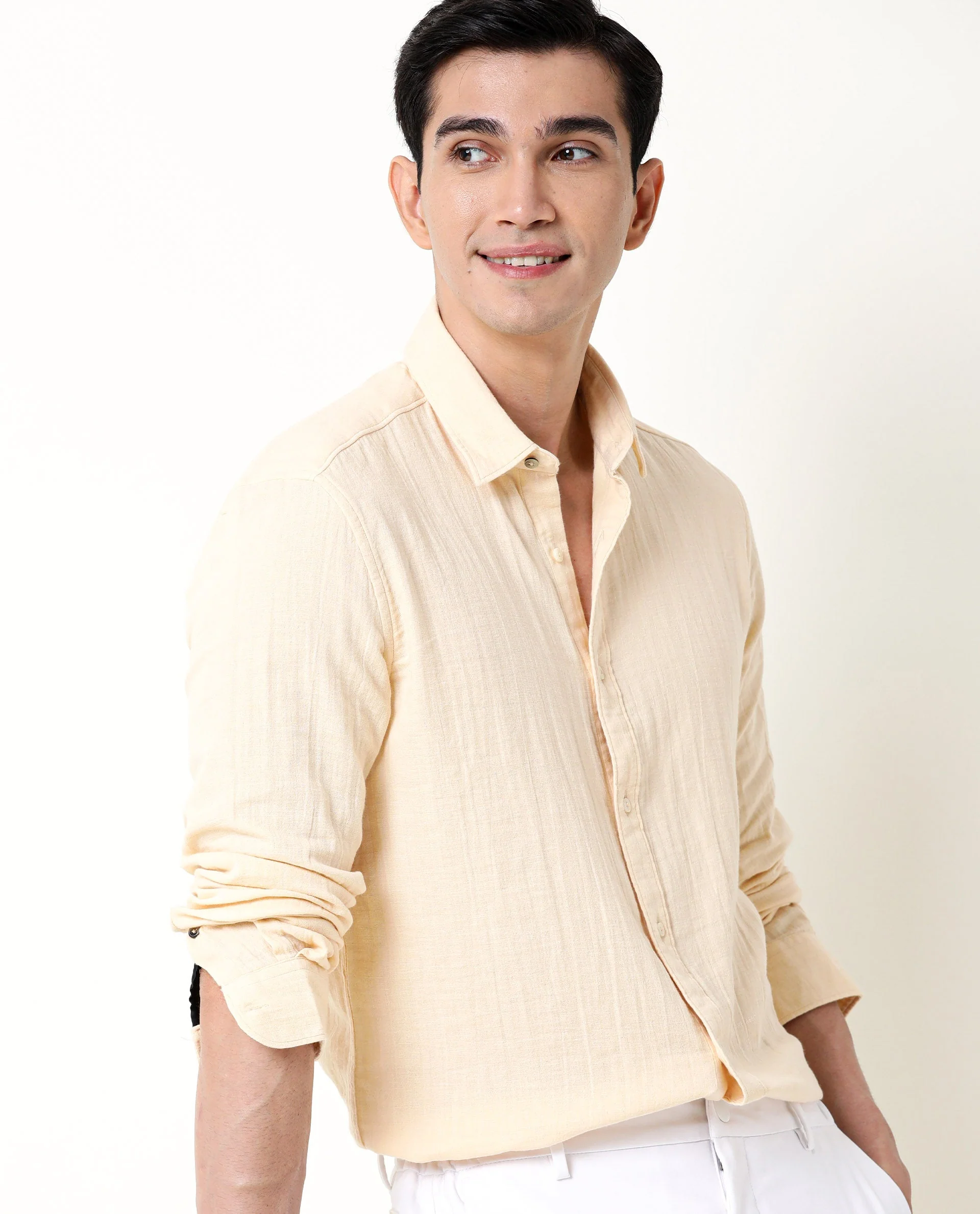 Rare Rabbit Men's Layers Beige Cotton Plain Regular Fit Full Sleeve Collared Shirt - Image 13