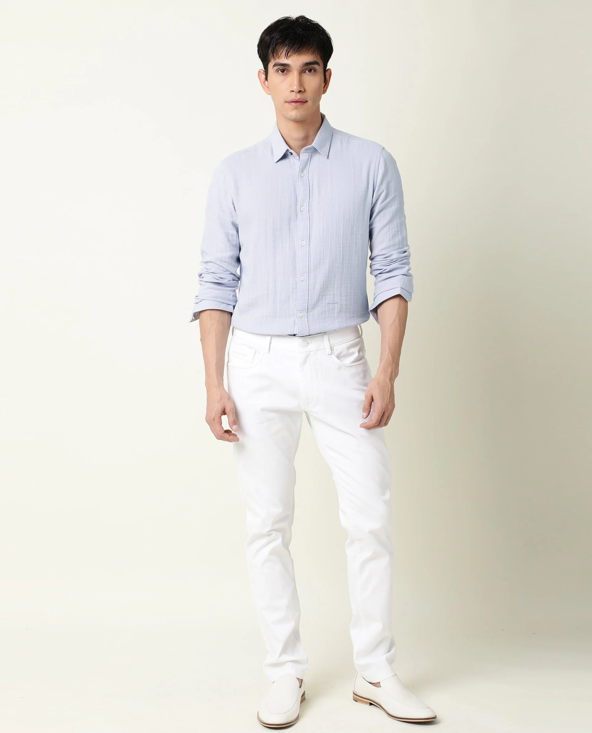 Rare Rabbit Men's Layers Lavender Cotton Plain Regular Fit Full Sleeve Spread Collar Shirt - Image 2