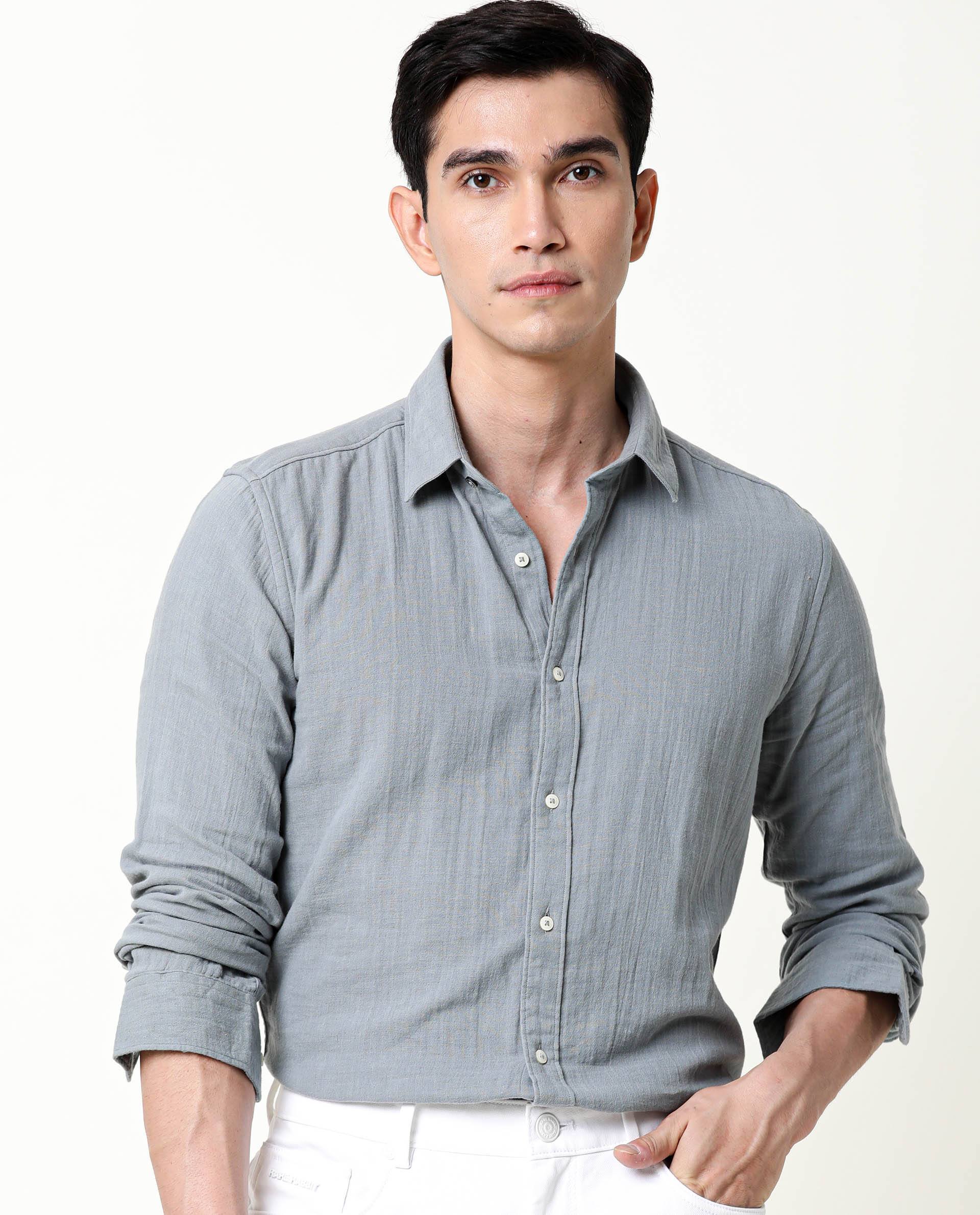 Rare Rabbit Men's Layers Green Cotton Plain Regular Fit Full Sleeve Spread Collar Shirt - Image 2