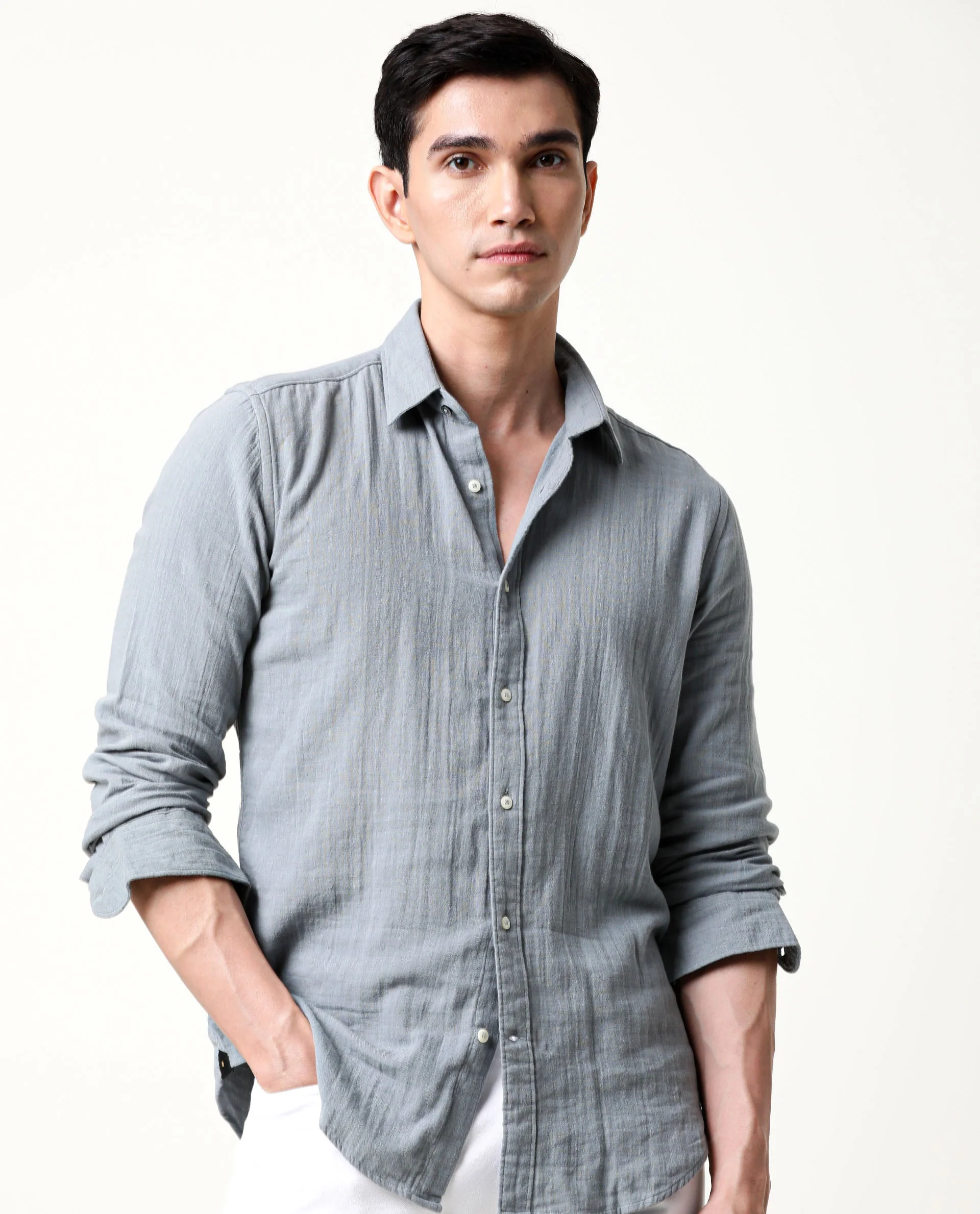 Rare Rabbit Men's Layers Green Cotton Plain Regular Fit Full Sleeve Spread Collar Shirt - Image 4