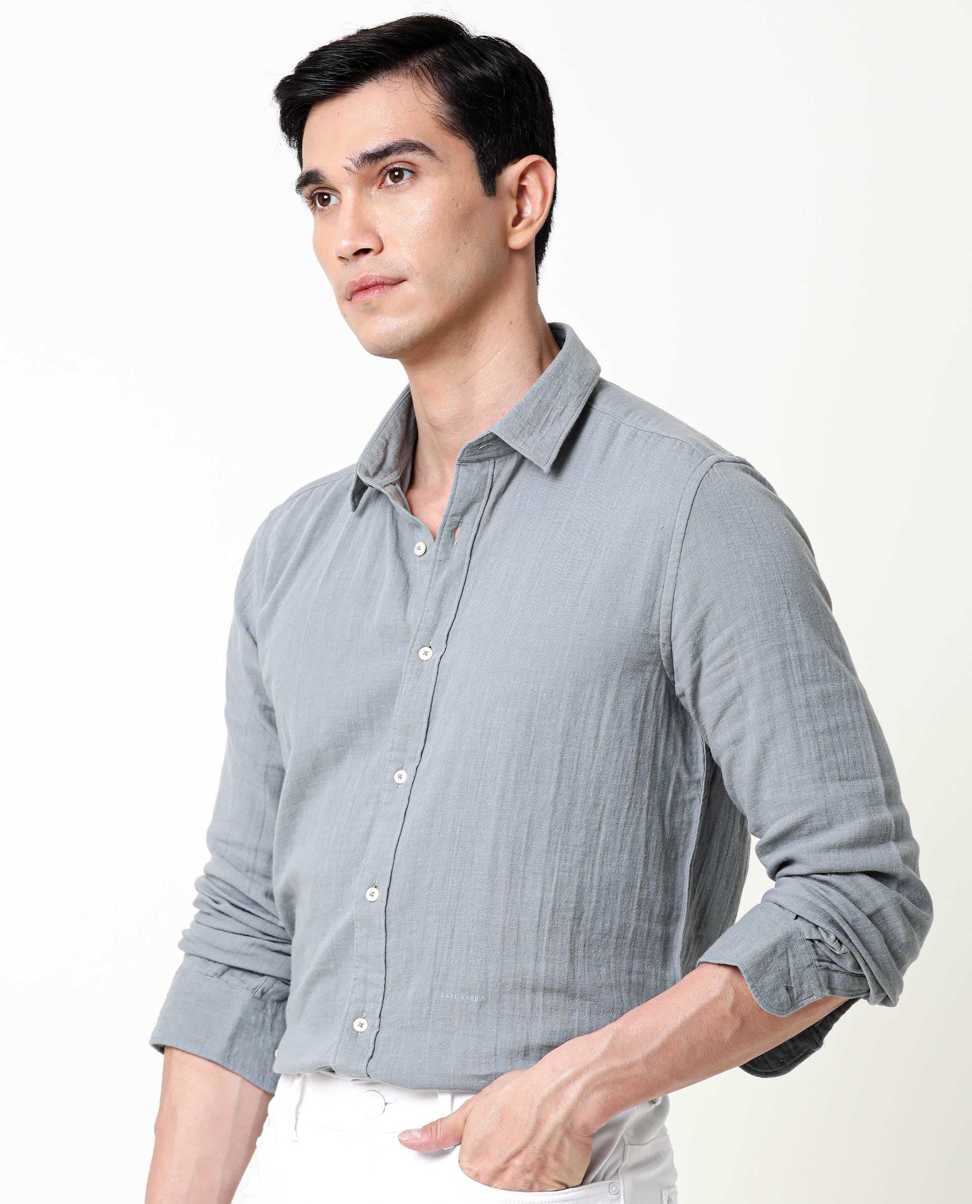 Rare Rabbit Men's Layers Green Cotton Plain Regular Fit Full Sleeve Spread Collar Shirt - Image 7