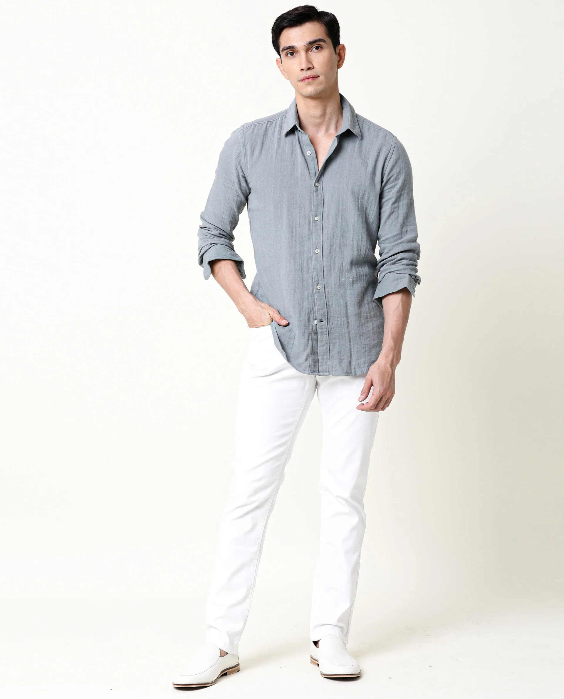 Rare Rabbit Men's Layers Green Cotton Plain Regular Fit Full Sleeve Spread Collar Shirt - Image 9