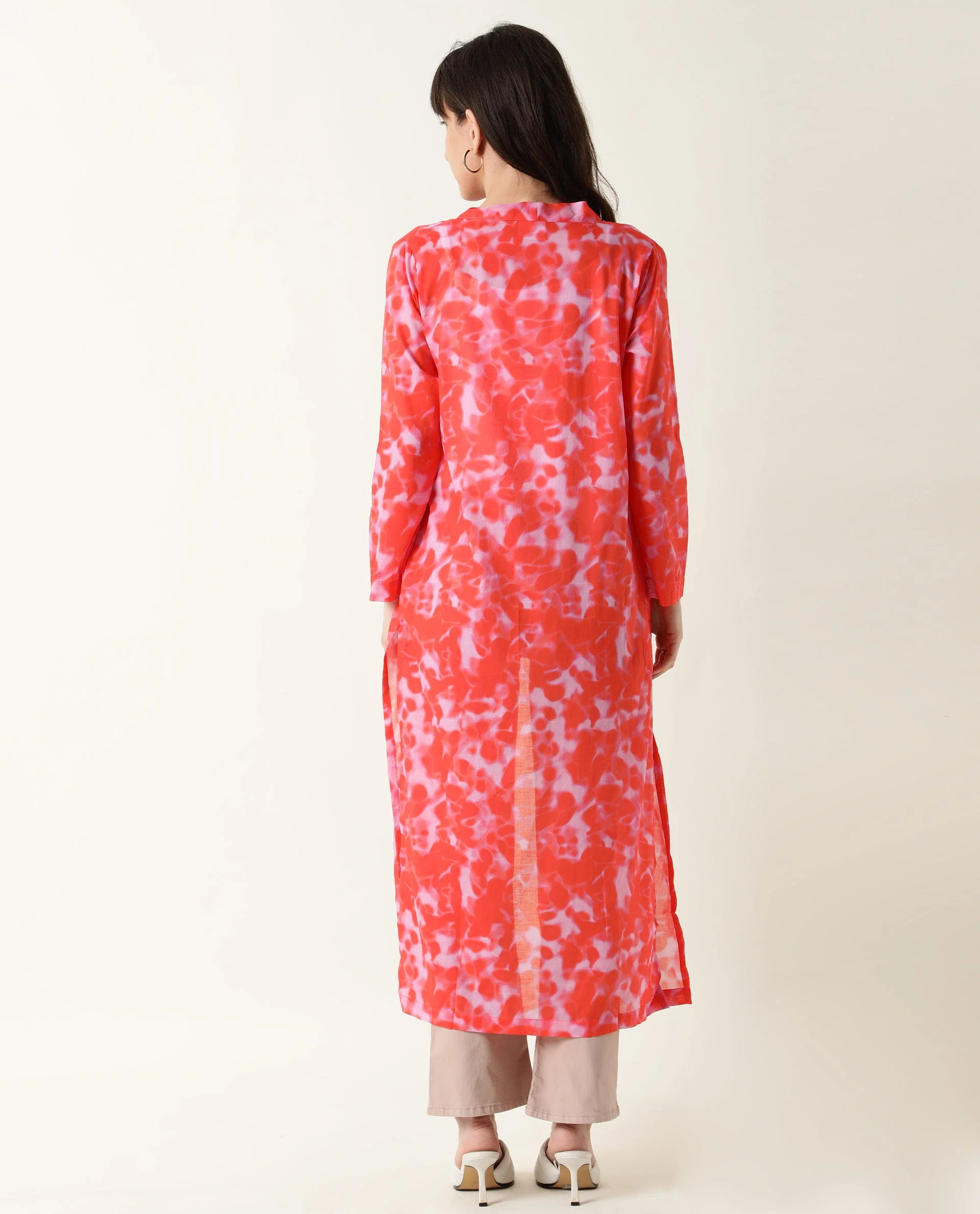 Rareism Women's Lays Red Cotton Collarless Regular Fit Outer Wear - Image 7