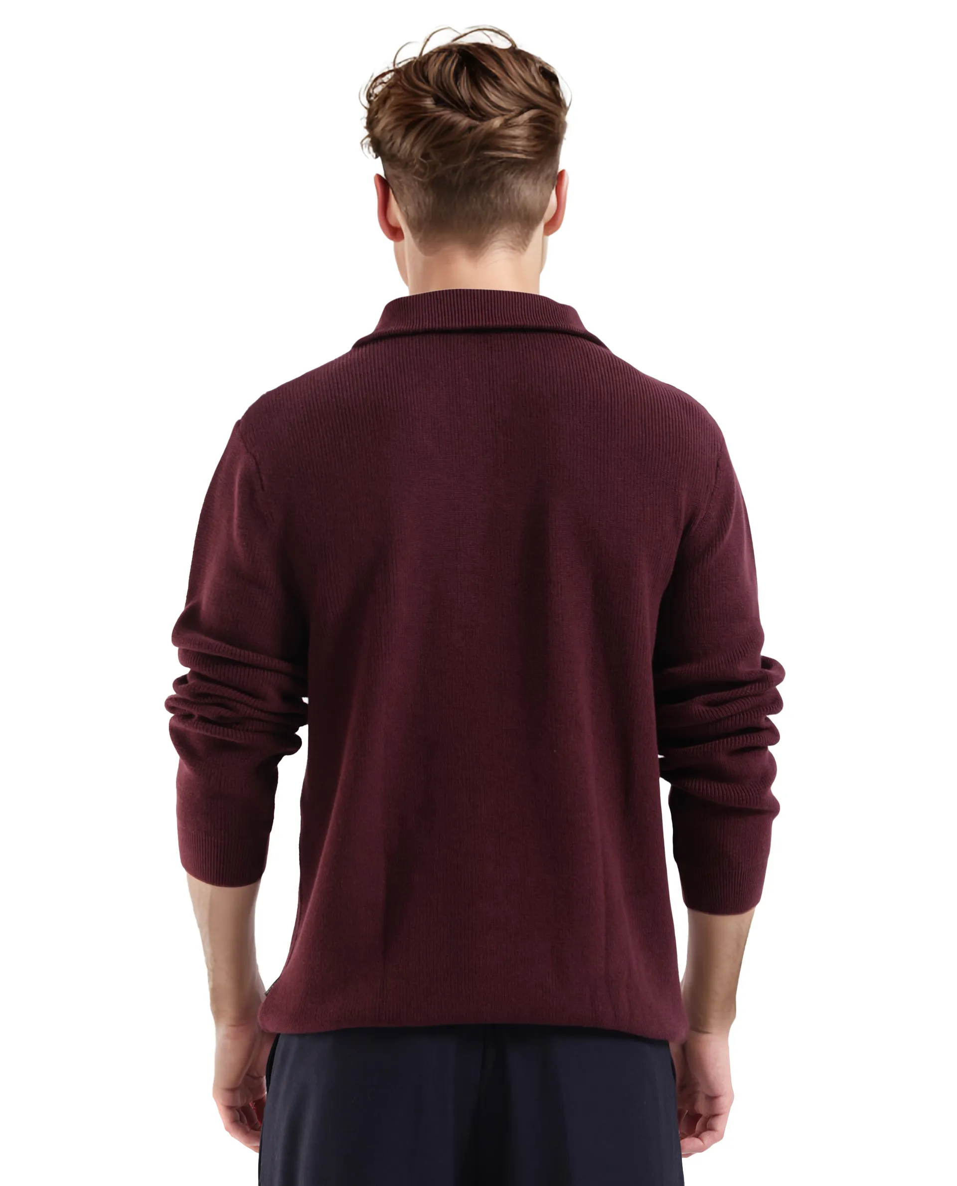 Rare Rabbit Men's Laz Brown Cotton Plain Regular Fit Full Sleeve High Neck Sweater - Image 5