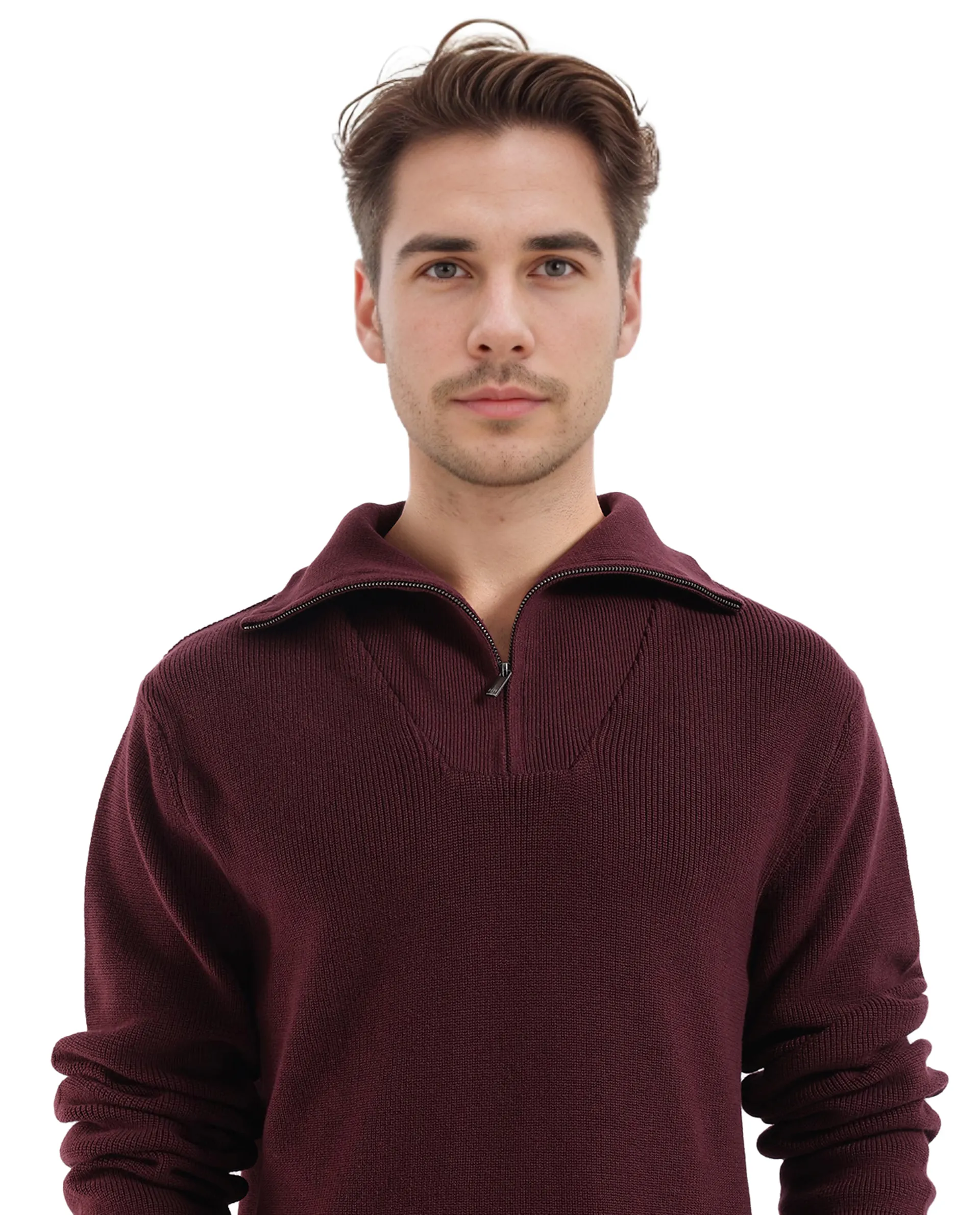 Rare Rabbit Men's Laz Brown Cotton Plain Regular Fit Full Sleeve High Neck Sweater - Image 7