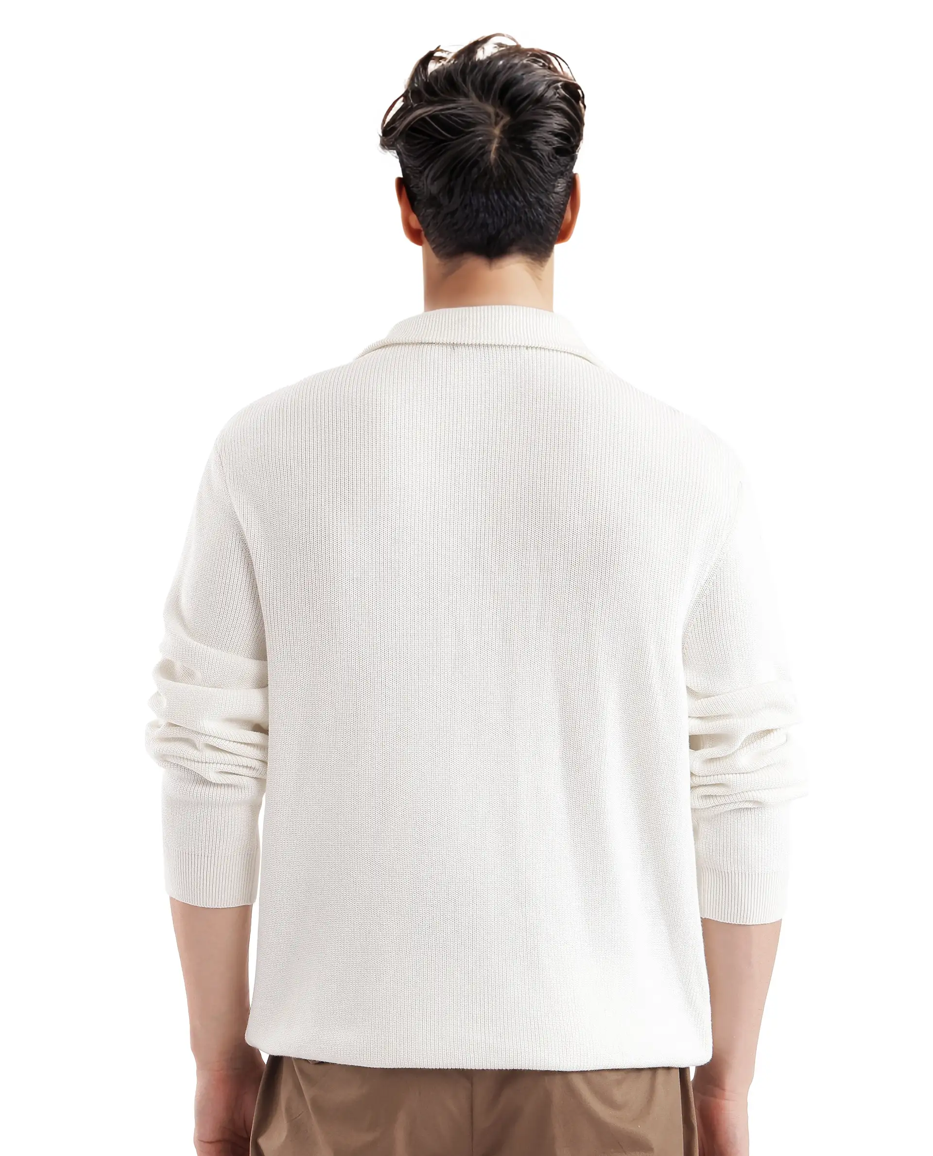 Rare Rabbit Men's Laz Off White Cotton Blend Plain Regular Fit Full Sleeve High Neck Sweater - Image 4