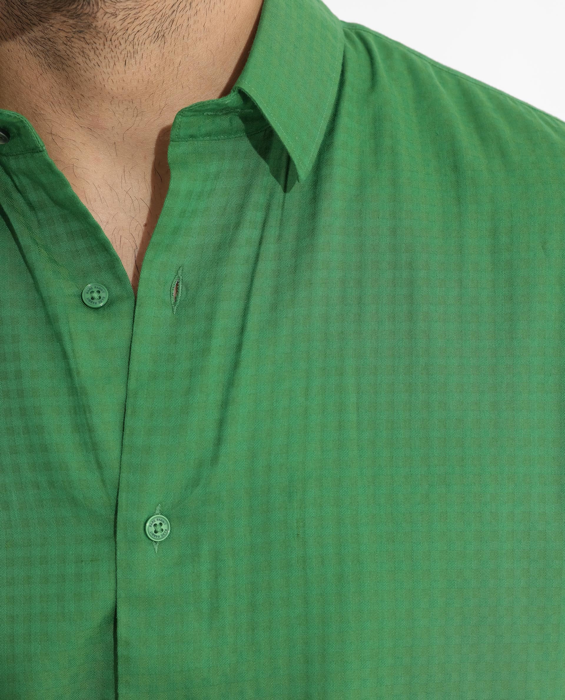 Rare Rabbit Men's Lazio Green Cotton Checked Print Regular Fit Half Sleeve Collared Shirt - Image 5