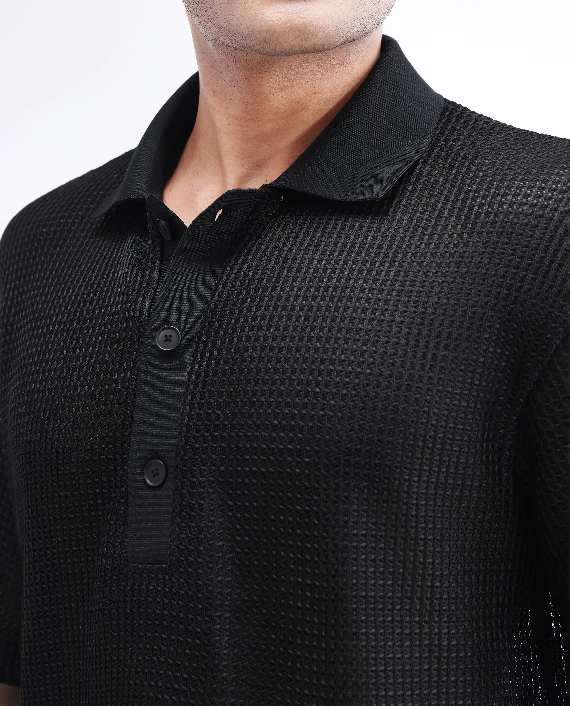 Rare Rabbit Men's Lbiza Black Cotton Plain Regular Fit Full Sleeve Collared Shirt - Image 2