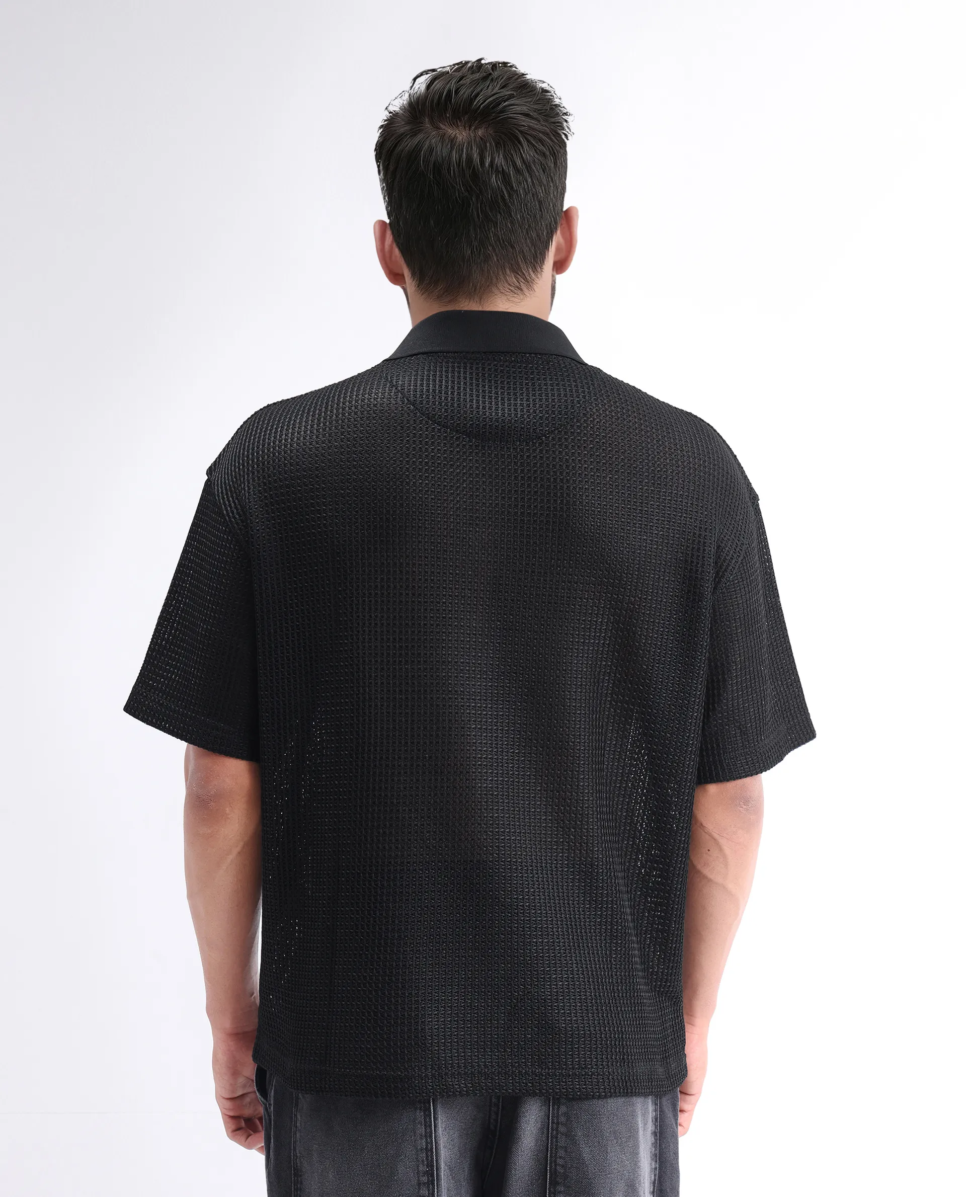Rare Rabbit Men's Lbiza Black Cotton Plain Regular Fit Full Sleeve Collared Shirt - Image 3
