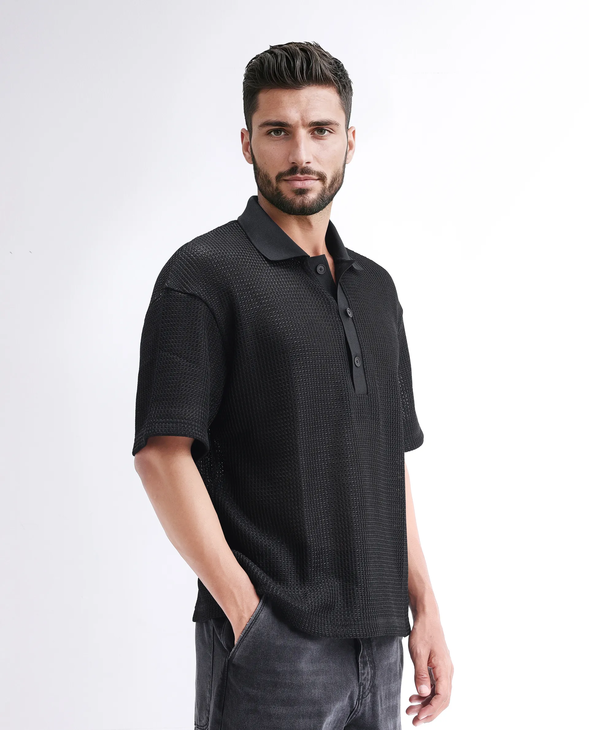 Rare Rabbit Men's Lbiza Black Cotton Plain Regular Fit Full Sleeve Collared Shirt - Image 6