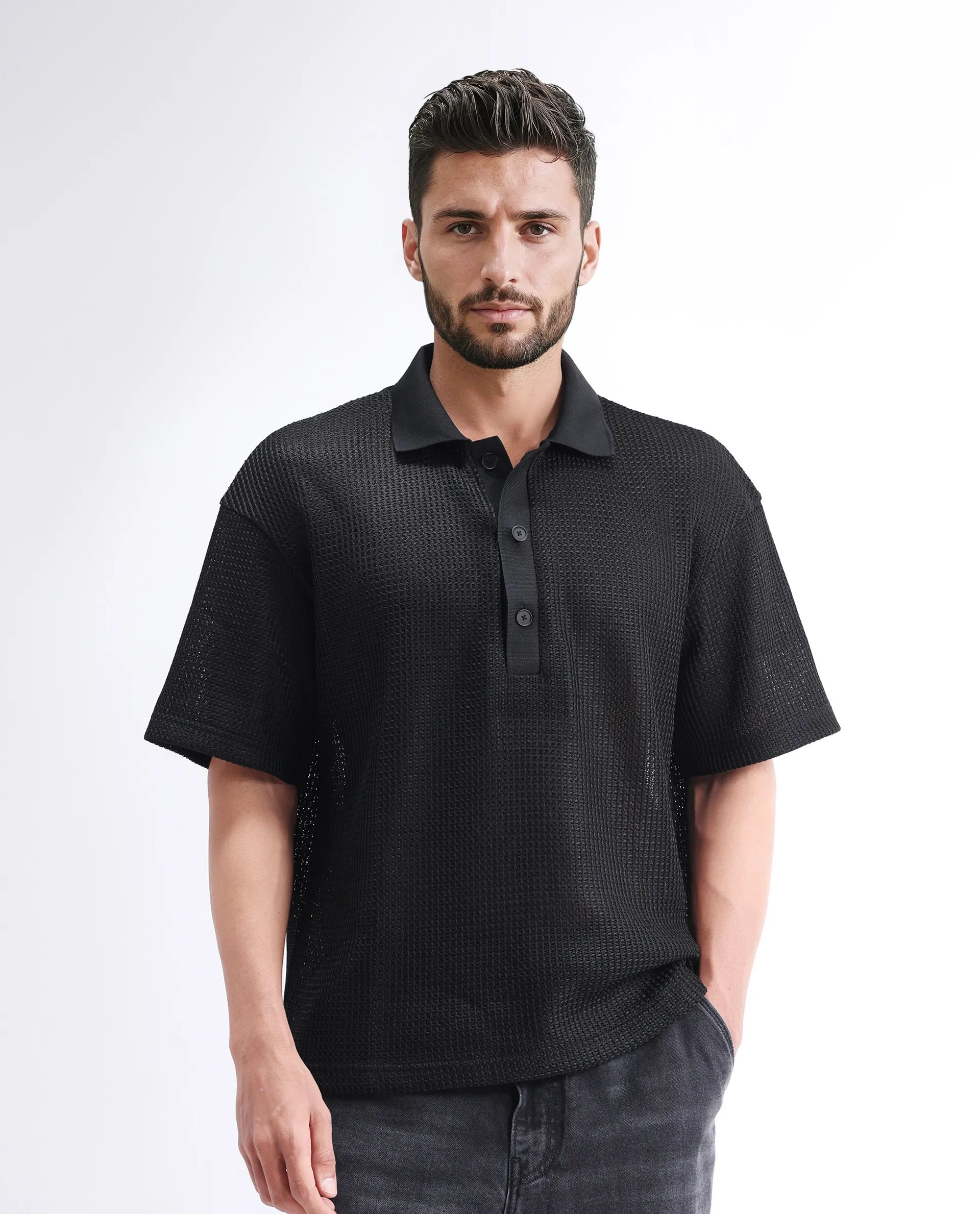 Rare Rabbit Men's Lbiza Black Cotton Plain Regular Fit Full Sleeve Collared Shirt - Image 8