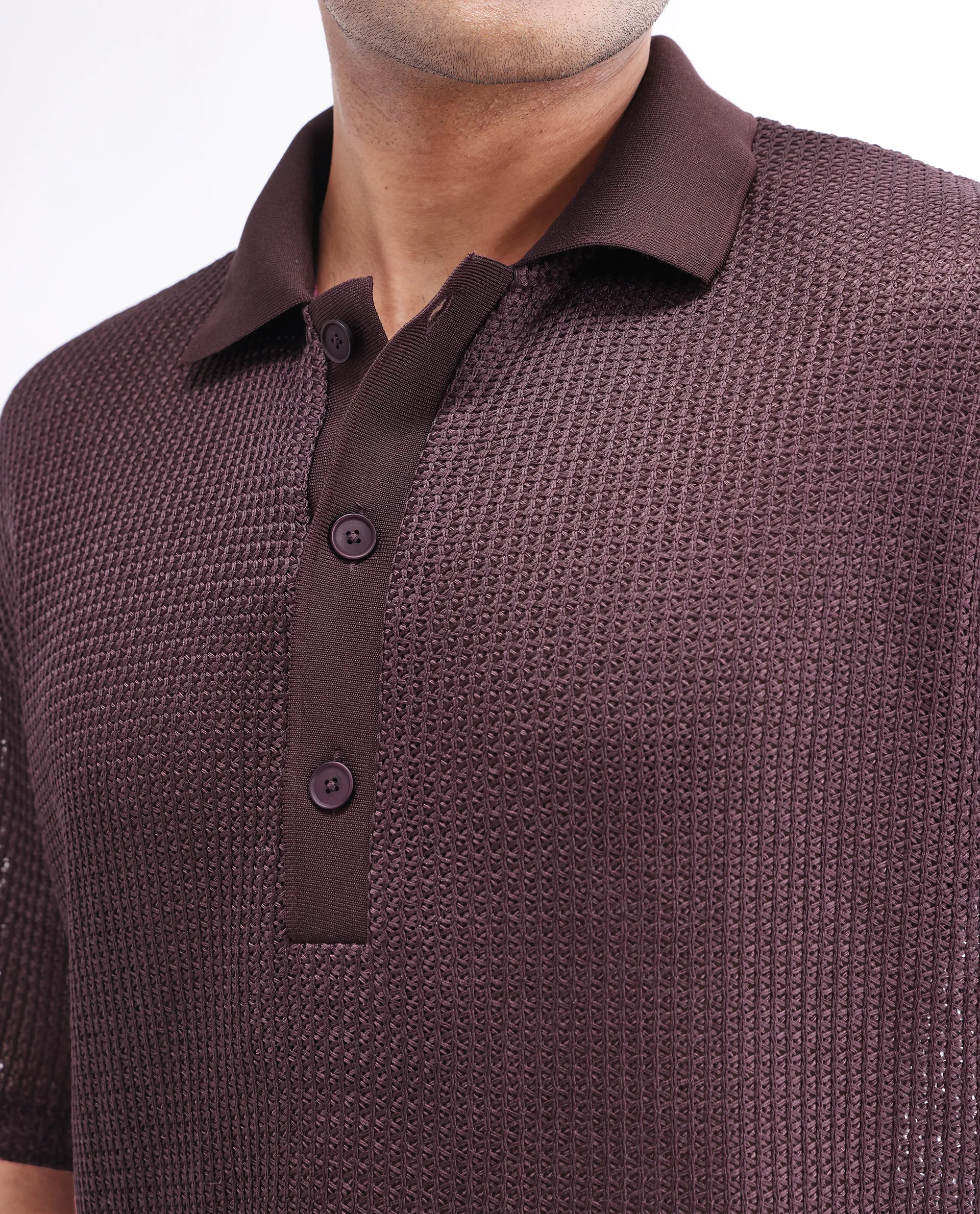 Rare Rabbit Men's Lbiza Maroon Cotton Plain Regular Fit Half Sleeve Collared Shirt - Image 3
