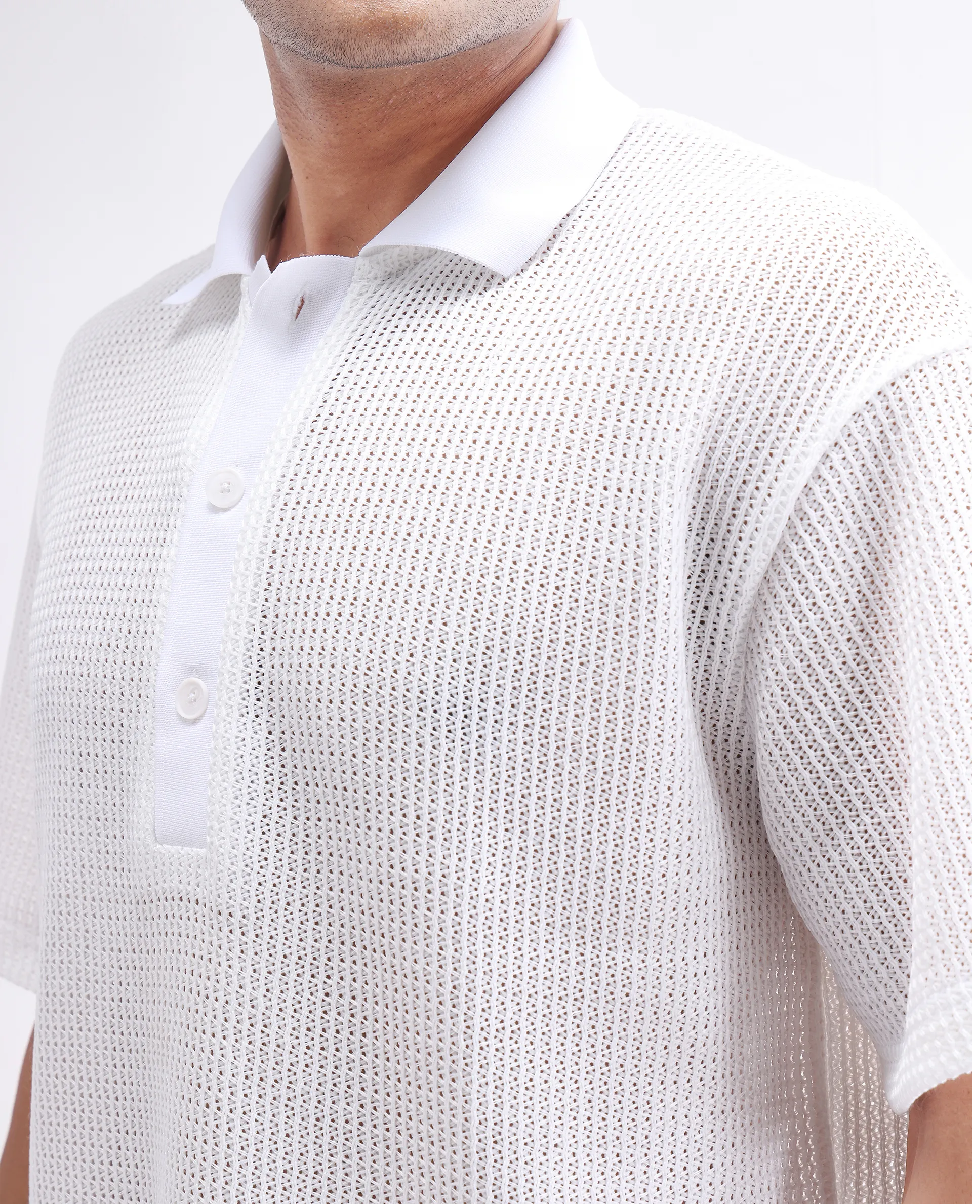 Rare Rabbit Men's Lbiza White Cotton Plain Regular Fit Half Sleeve Collared Shirt - Image 3