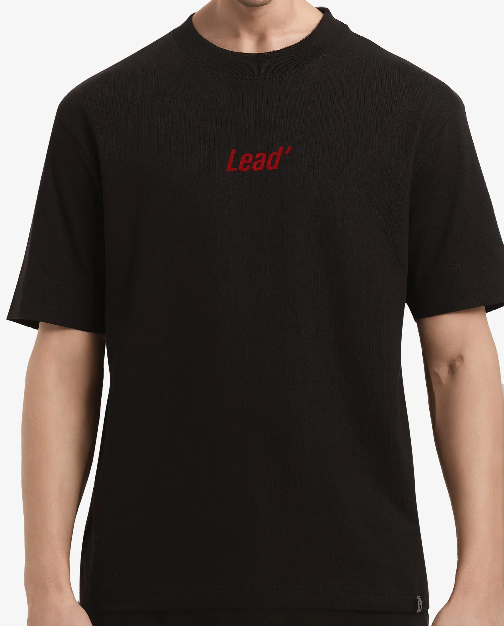 Rare Rabbit Men's Lea Black Cotton Graphic Print Oversized Fit Half Sleeve Crew Neck T-Shirt - Image 4