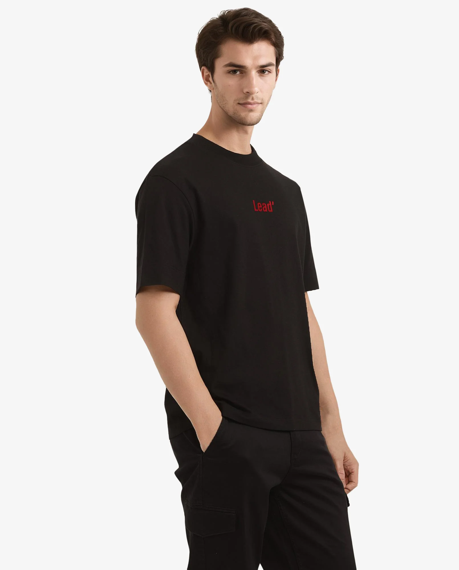 Rare Rabbit Men's Lea Black Cotton Graphic Print Oversized Fit Half Sleeve Crew Neck T-Shirt - Image 5