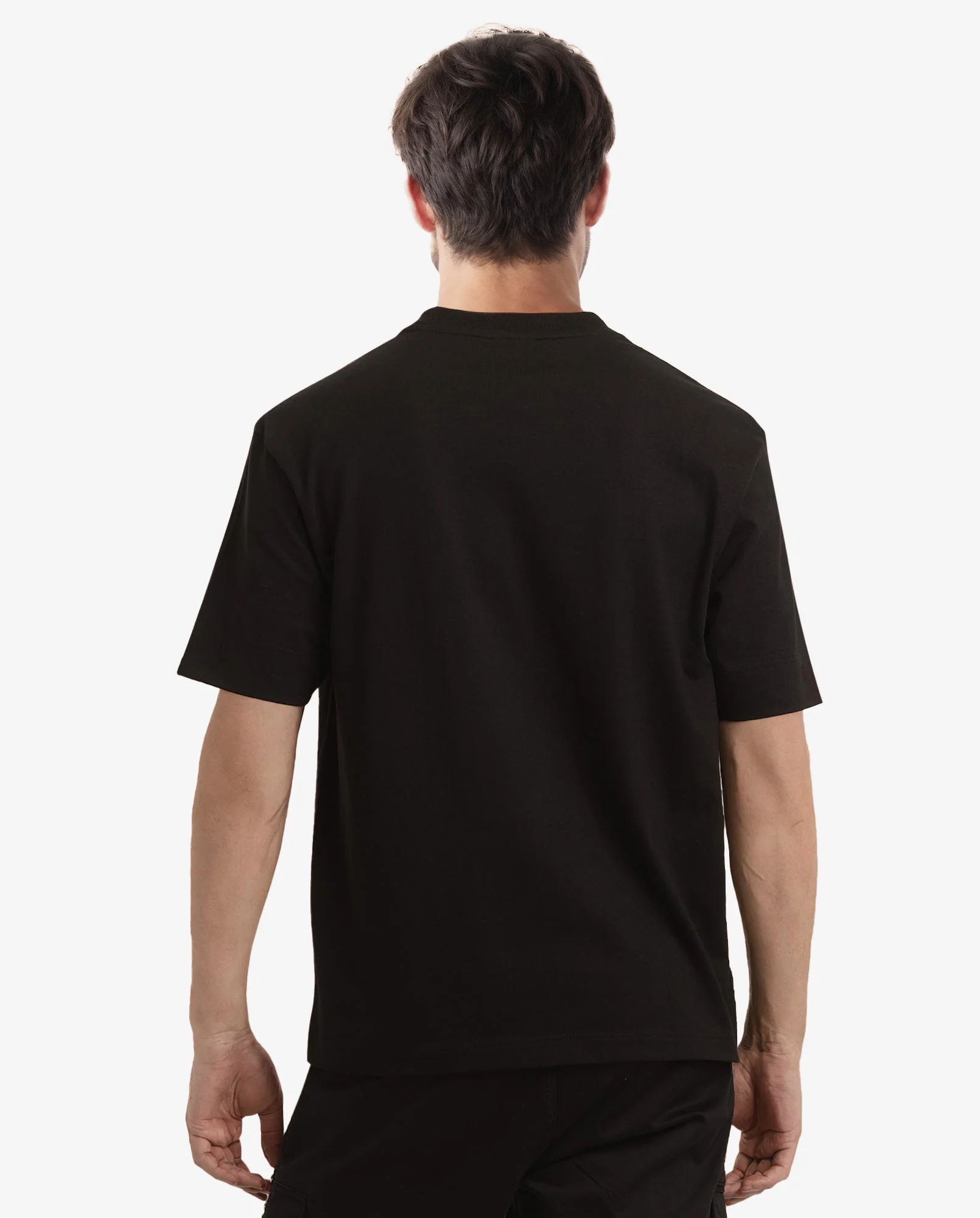 Rare Rabbit Men's Lea Black Cotton Graphic Print Oversized Fit Half Sleeve Crew Neck T-Shirt - Image 6