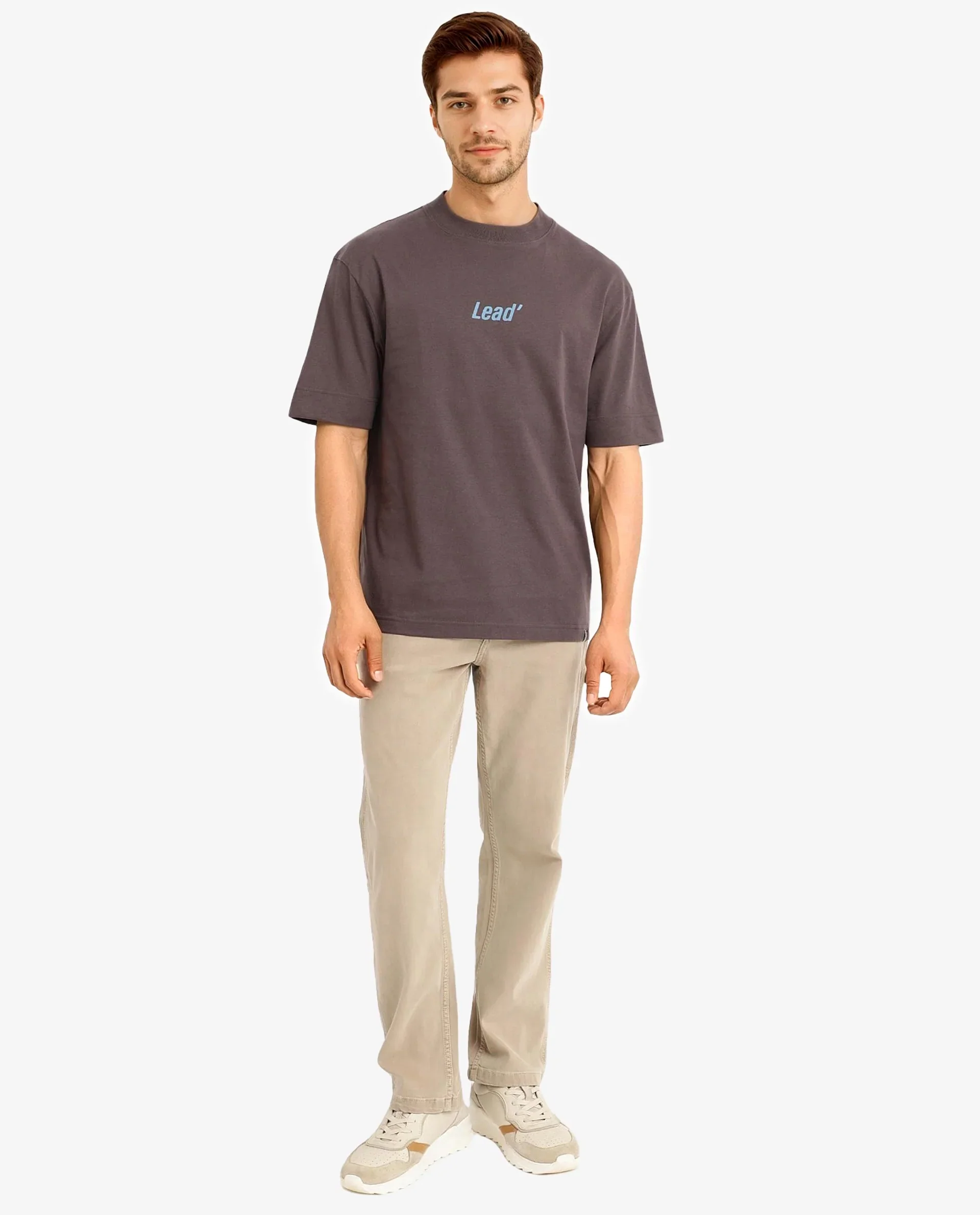 Rare Rabbit Men's Plain Oversized Fit Half Sleeve Crew Neck T-Shirt - Image 3