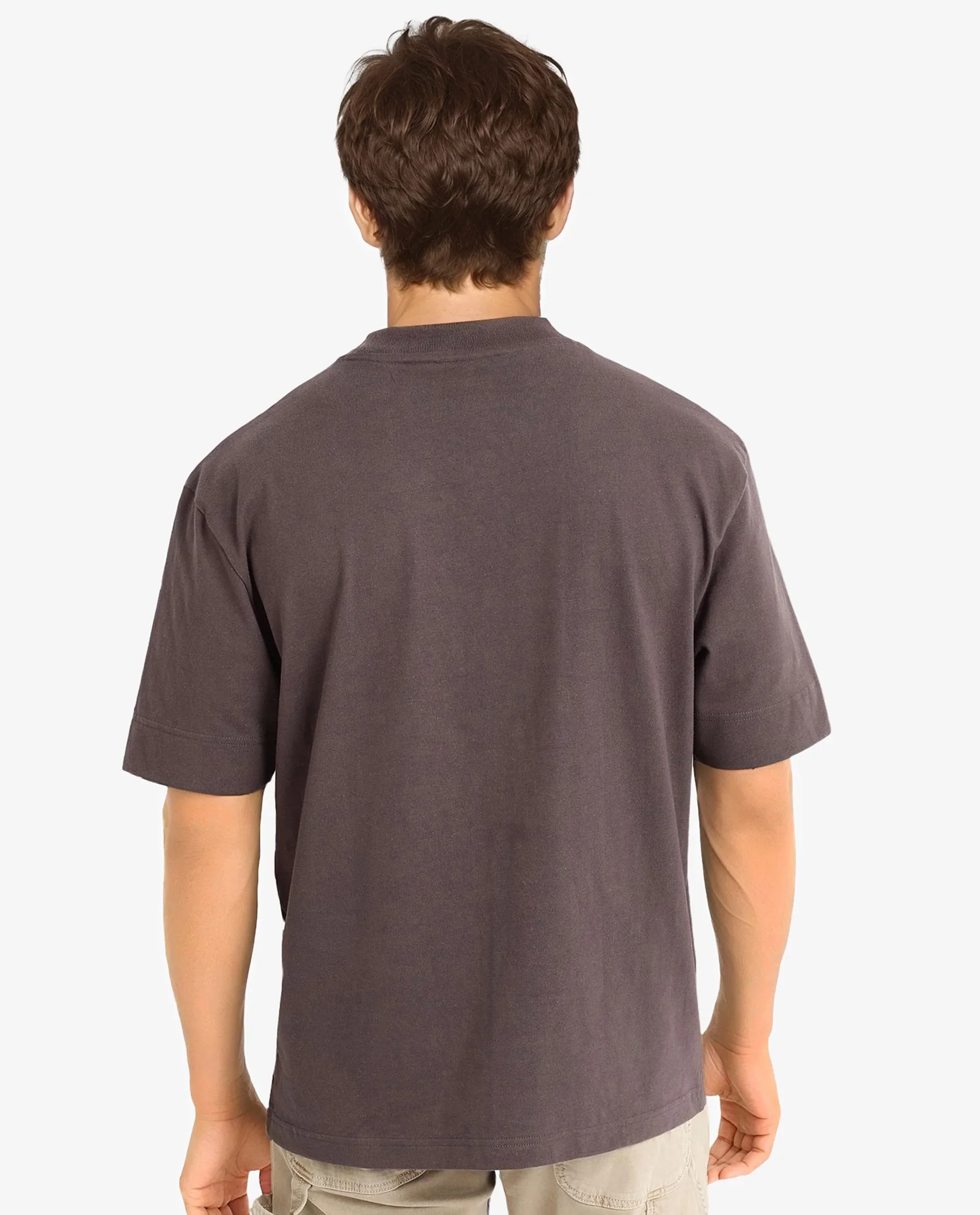 Rare Rabbit Men's Plain Oversized Fit Half Sleeve Crew Neck T-Shirt - Image 4