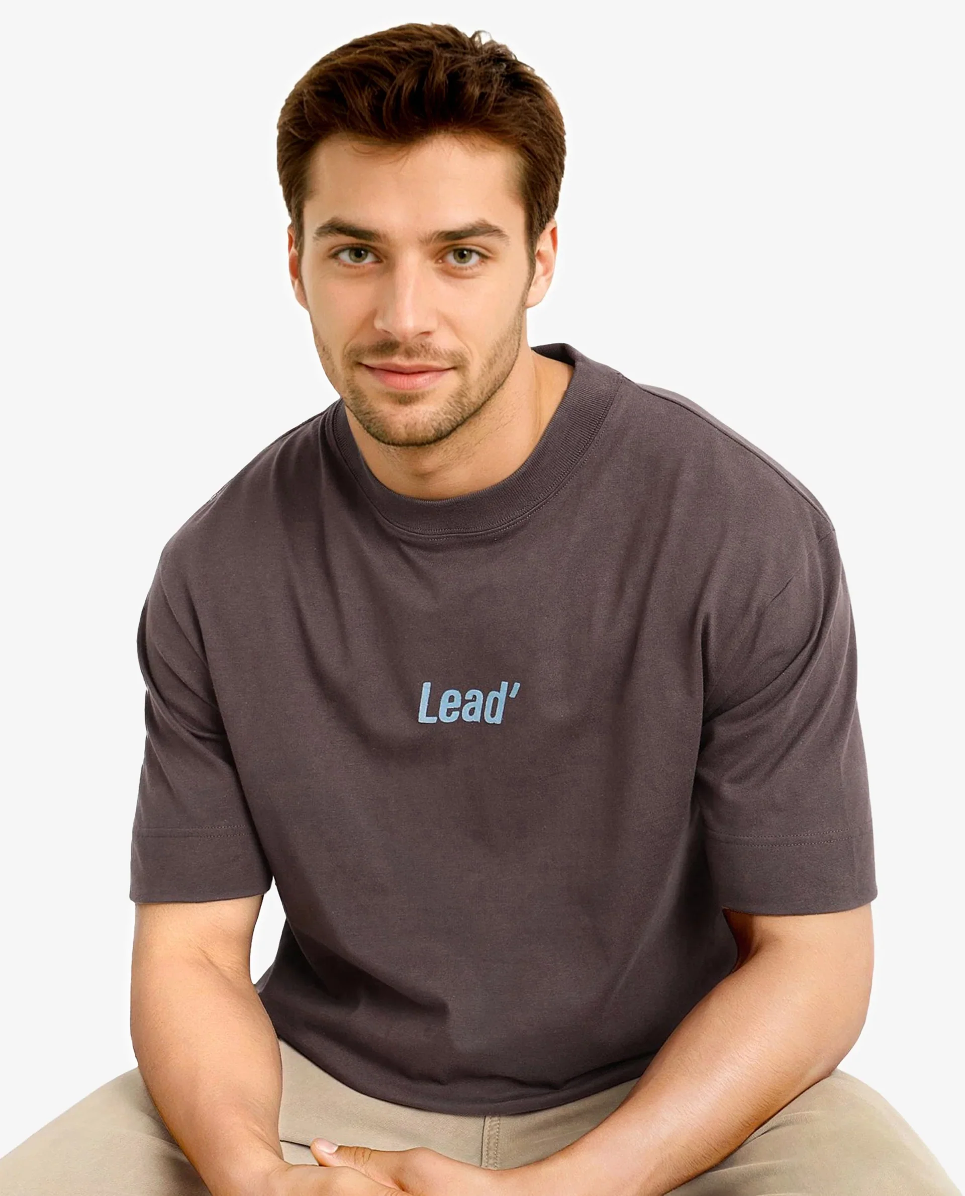 Rare Rabbit Men's Plain Oversized Fit Half Sleeve Crew Neck T-Shirt - Image 5