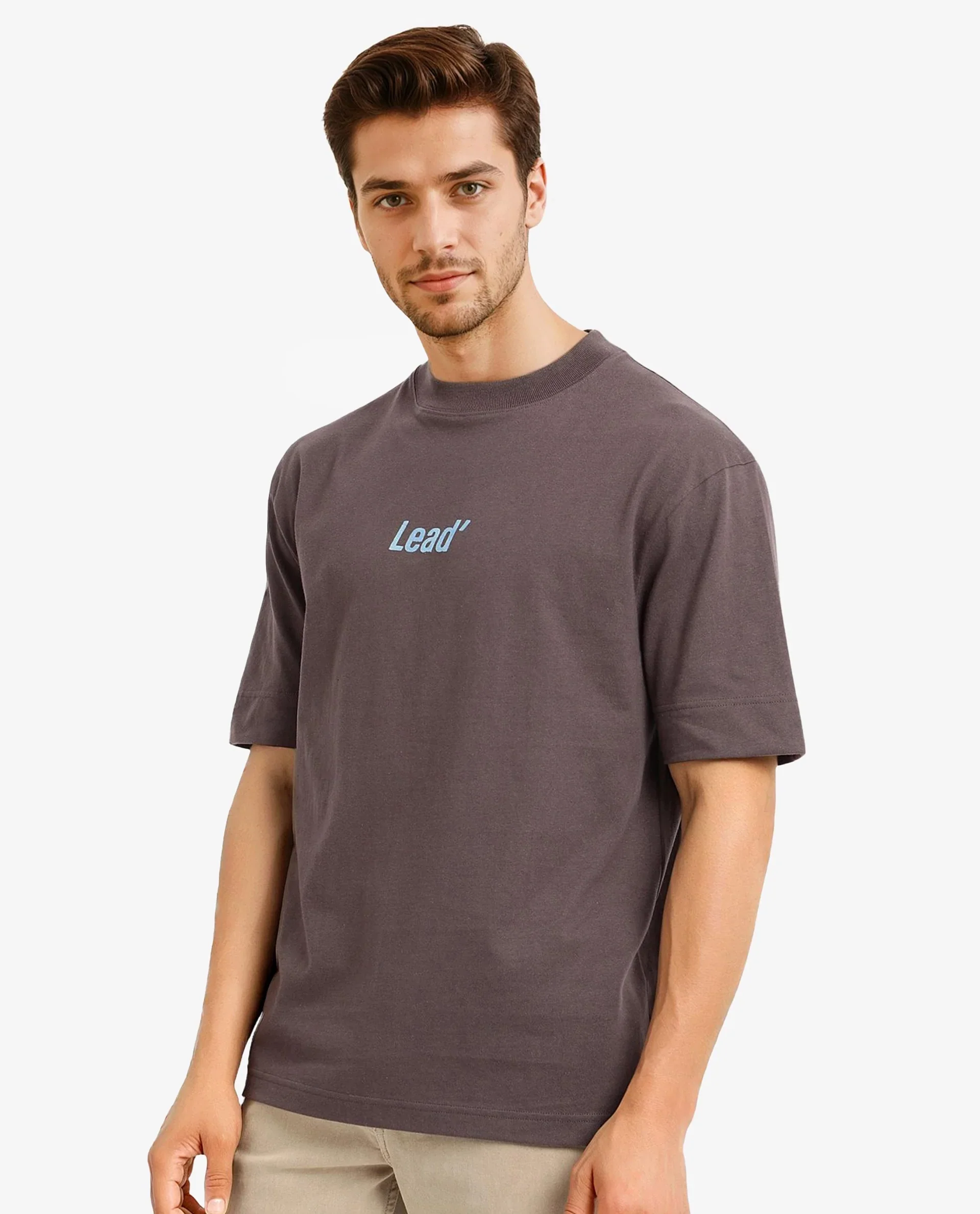 Rare Rabbit Men's Plain Oversized Fit Half Sleeve Crew Neck T-Shirt - Image 8