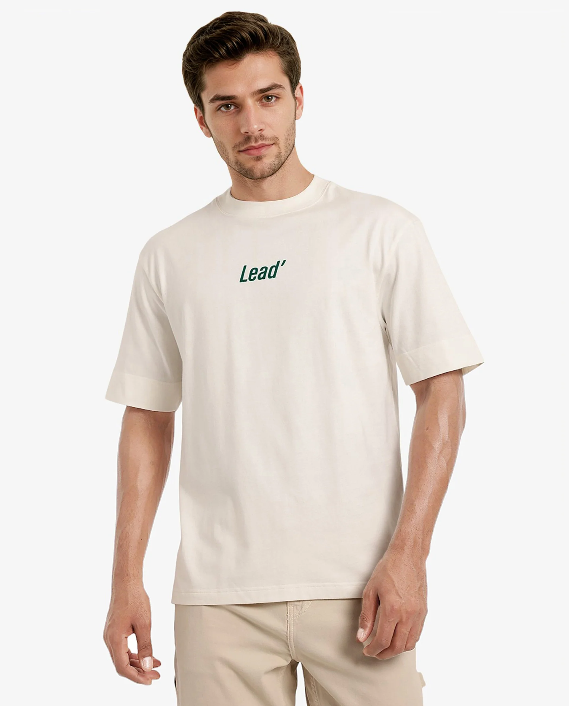 Rare Rabbit Men's Lea Off White Cotton Graphic Print Oversized Fit Half Sleeve Crew Neck T-Shirt - Image 4