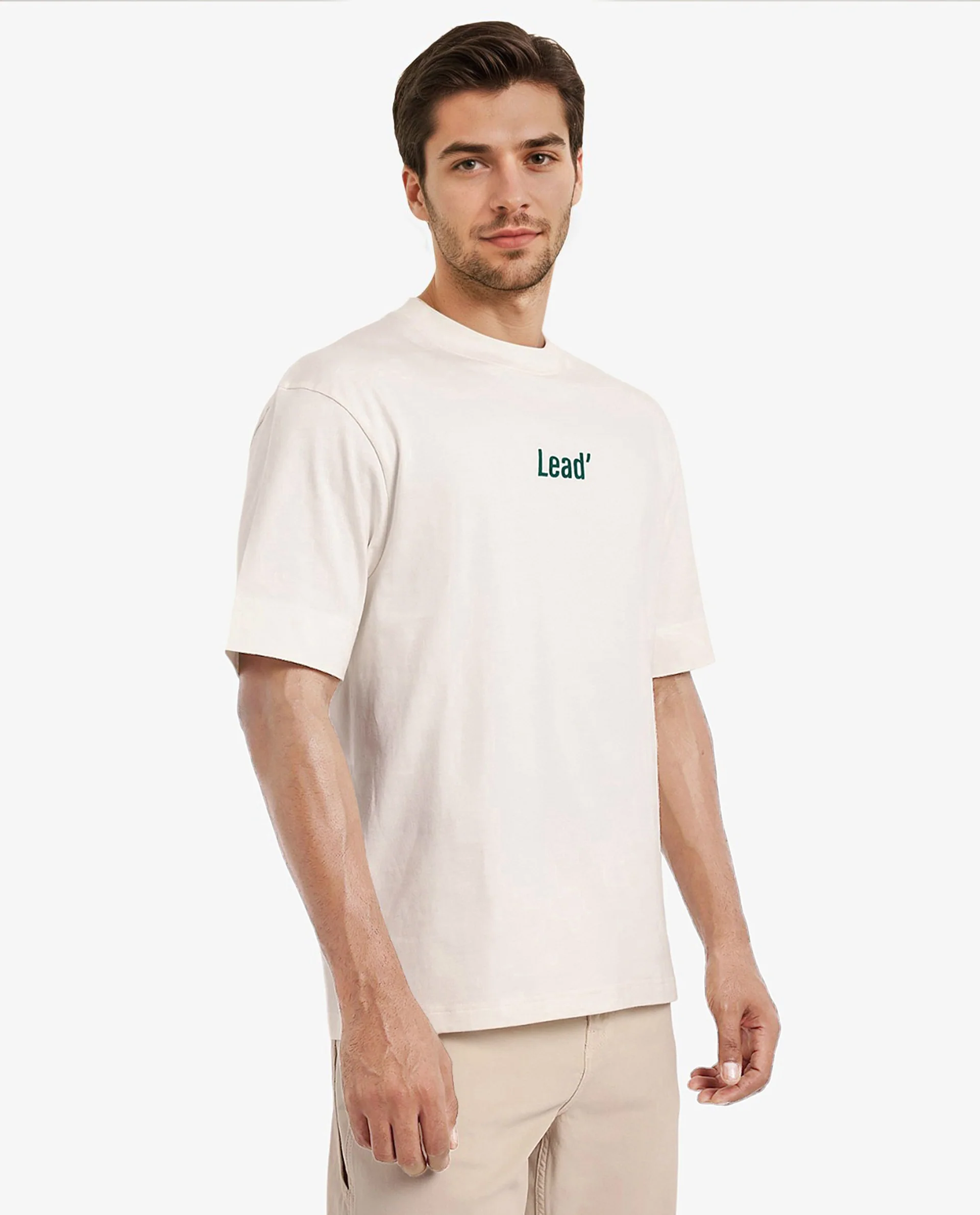 Rare Rabbit Men's Lea Off White Cotton Graphic Print Oversized Fit Half Sleeve Crew Neck T-Shirt - Image 5