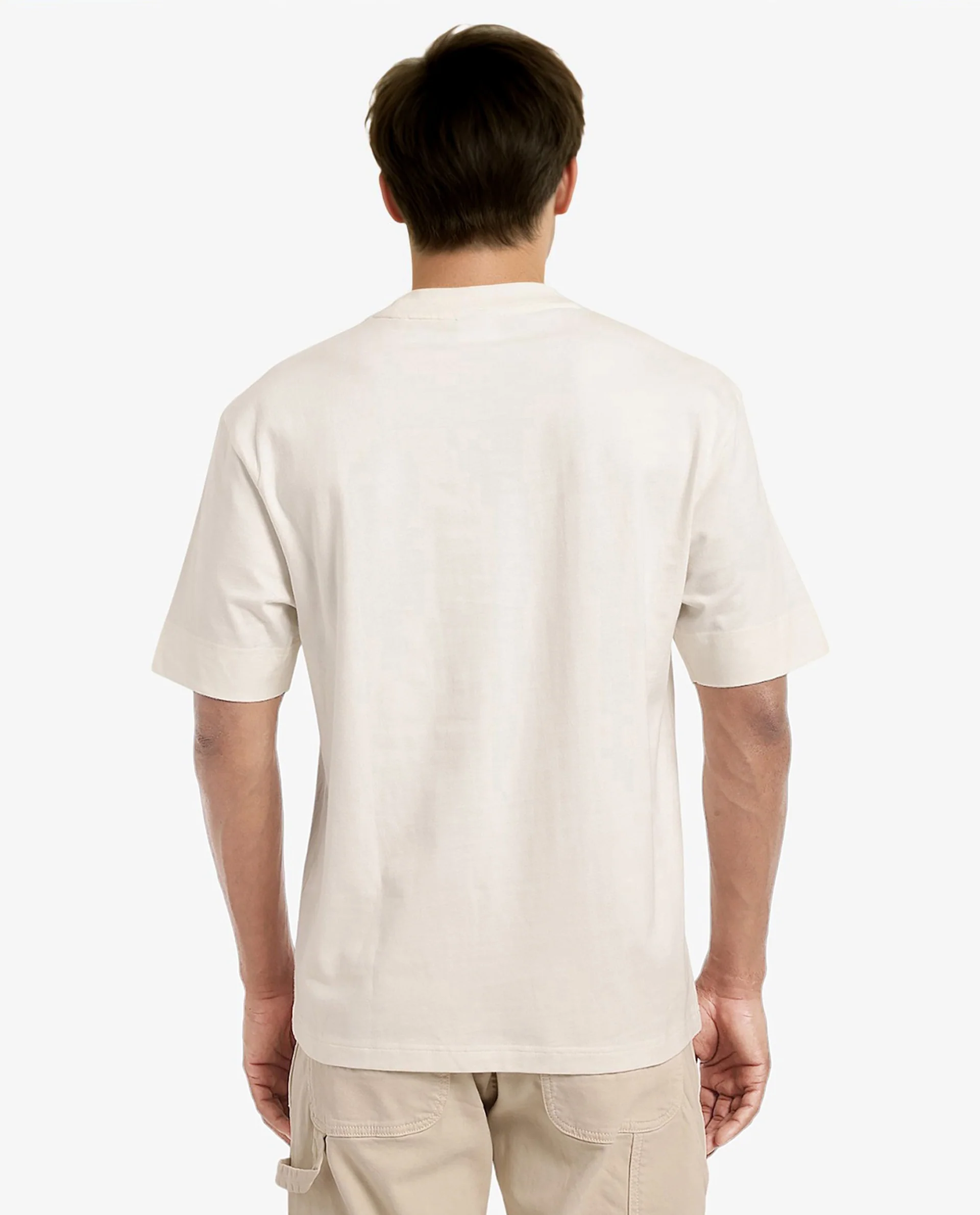 Rare Rabbit Men's Lea Off White Cotton Graphic Print Oversized Fit Half Sleeve Crew Neck T-Shirt - Image 6
