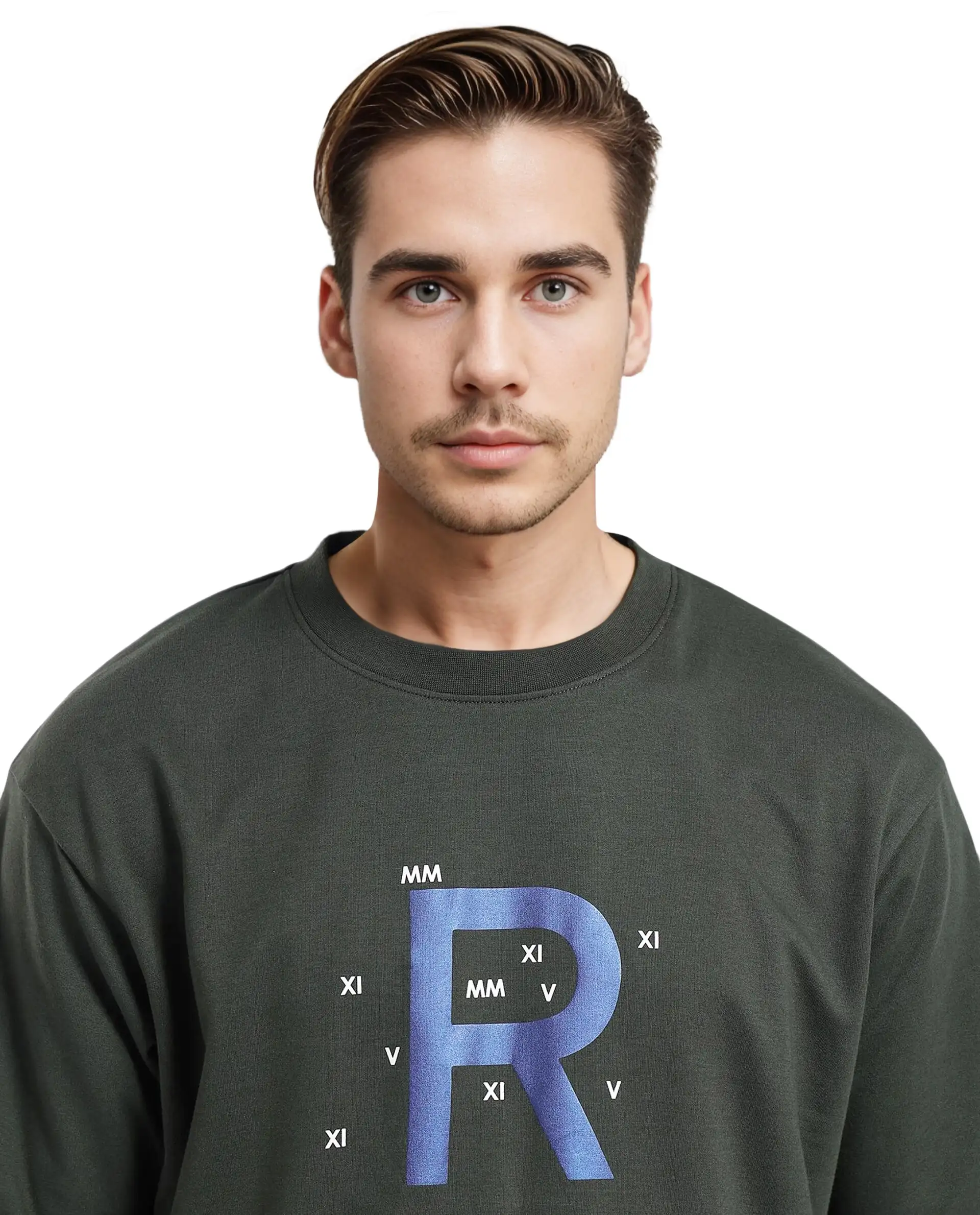Rare Rabbit Men's Leat Olive Cotton Graphic Print Boxy Fit Half Sleeve Crew Neck T-Shirt - Image 6