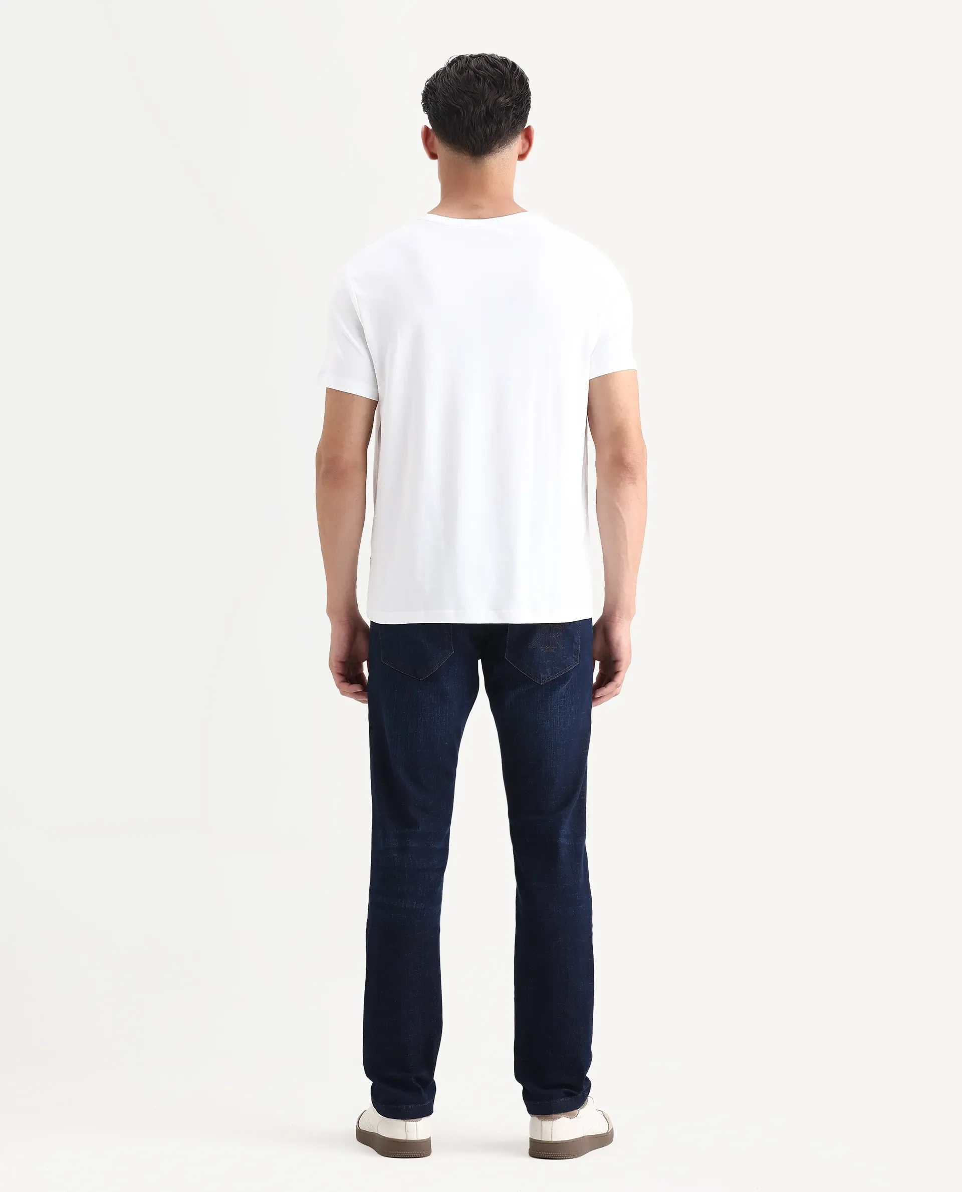 Rare Rabbit Men's Ledo-1 Dark Navy Cotton Blend Fabric Hawk Slim Plain Jeans - Image 8